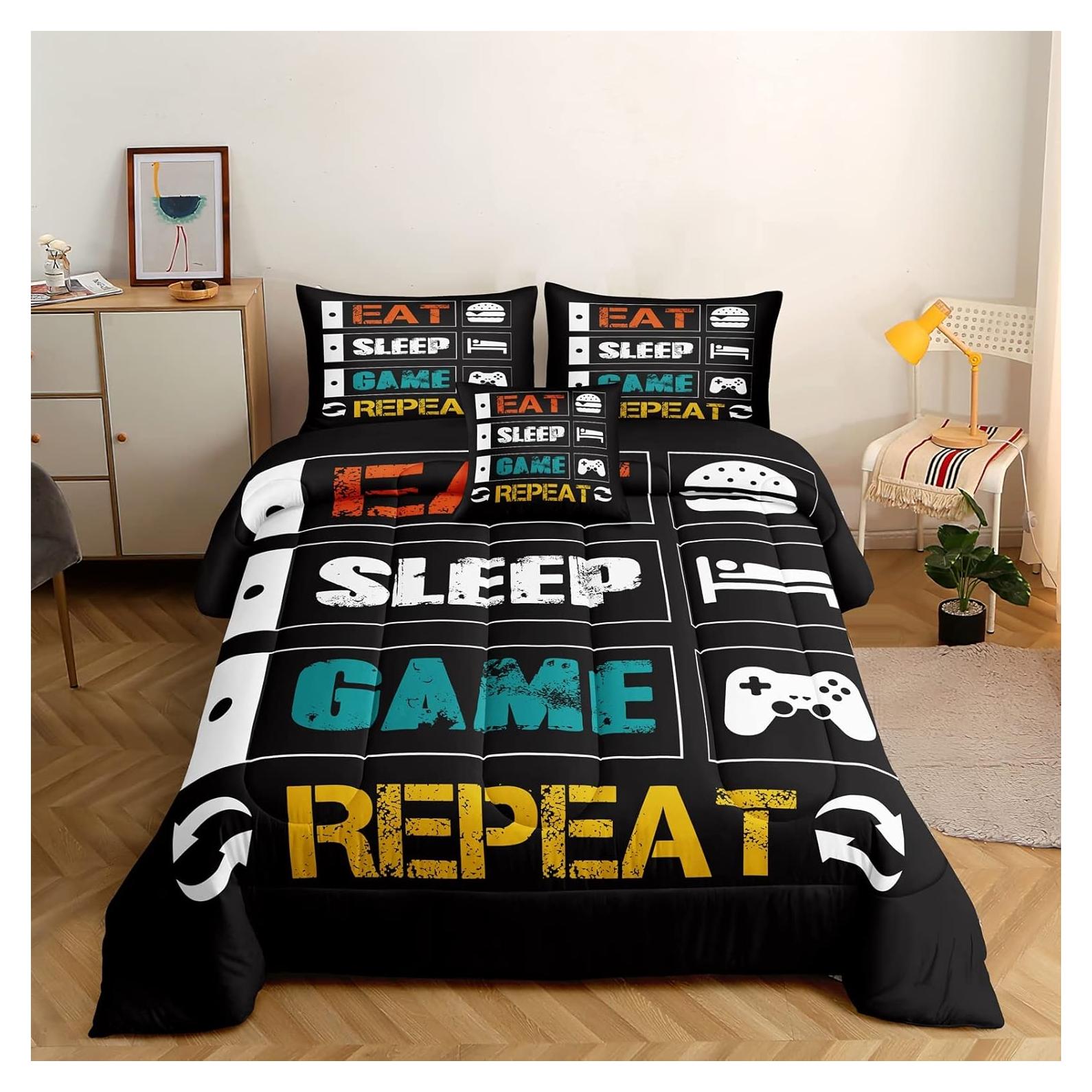 Juego de Ropa de Cama Individual ROWADALO 5 Piezas Gamer