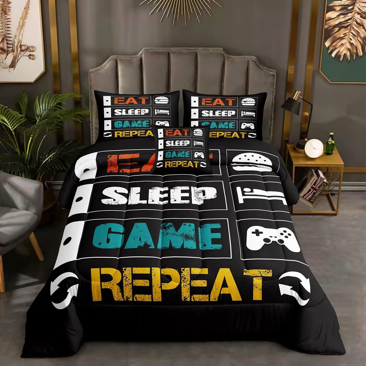 Juego de Ropa de Cama Individual ROWADALO 5 Piezas Gamer