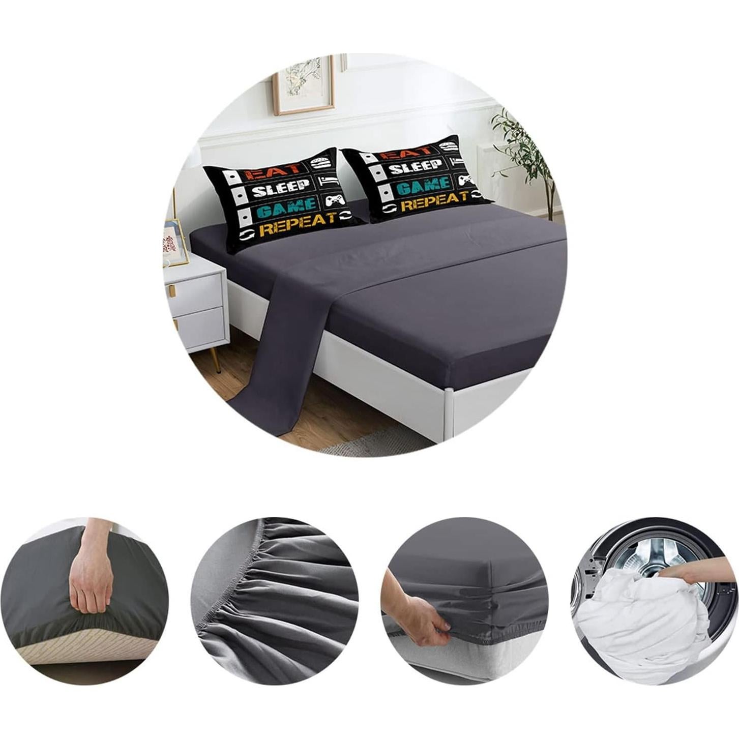 Juego de Ropa de Cama Individual ROWADALO 5 Piezas Gamer