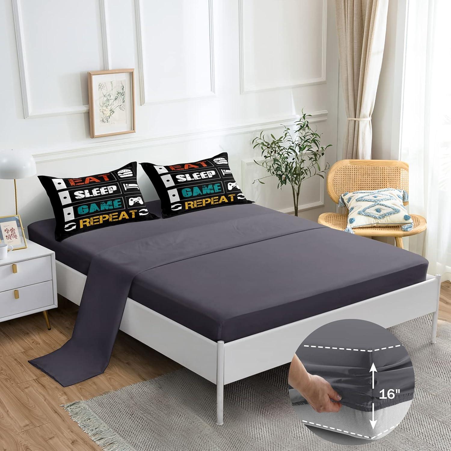 Juego de Ropa de Cama Individual ROWADALO 5 Piezas Gamer