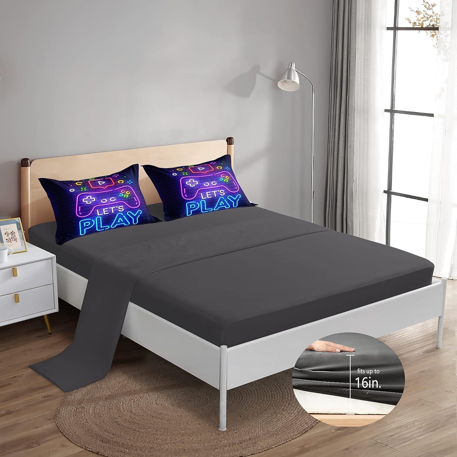 Conjunto de Ropa de Cama Individual ROWADALO 5 Piezas 3D Gamer