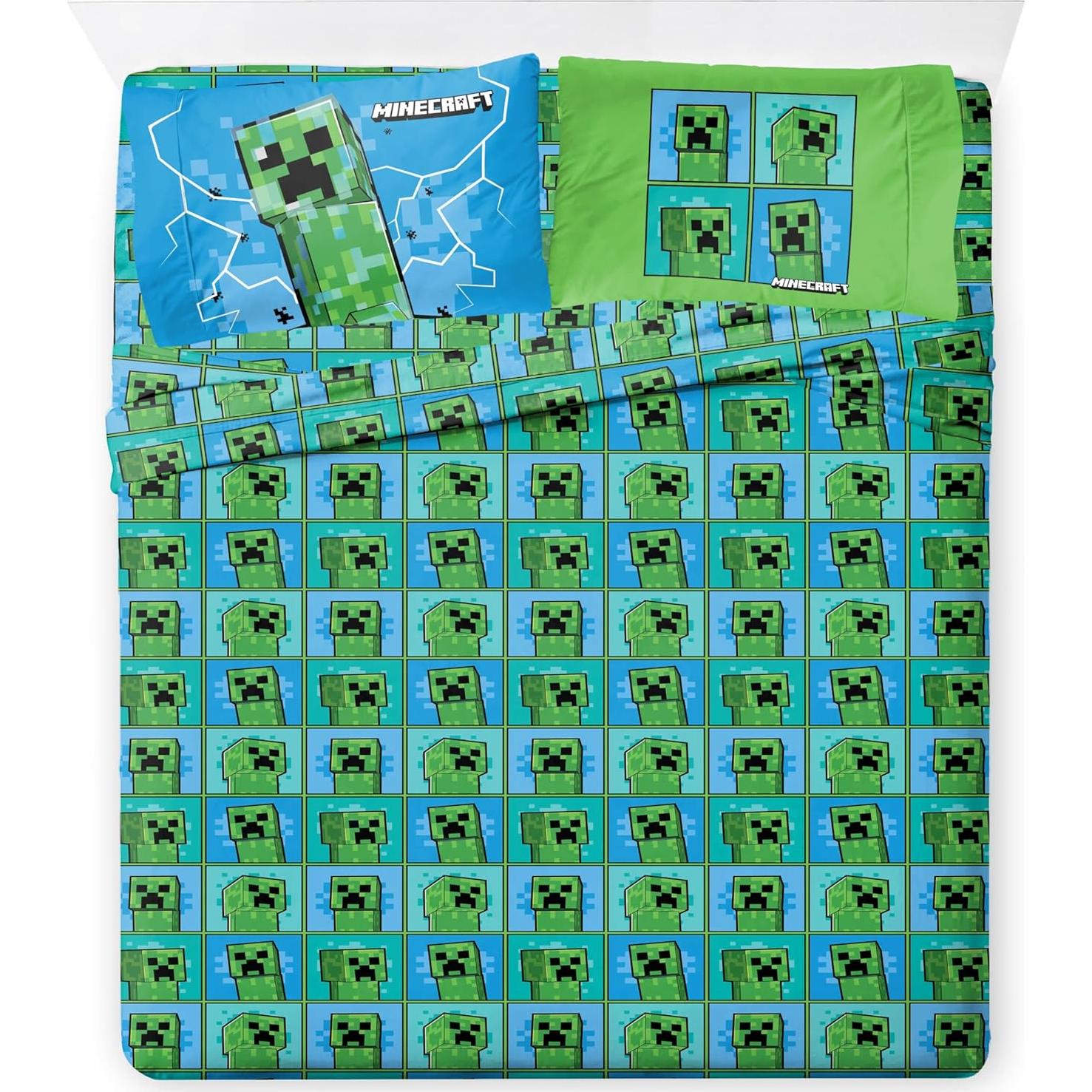 Juego de Edredón Jay Franco Minecraft Creeper 7 Piezas Queen