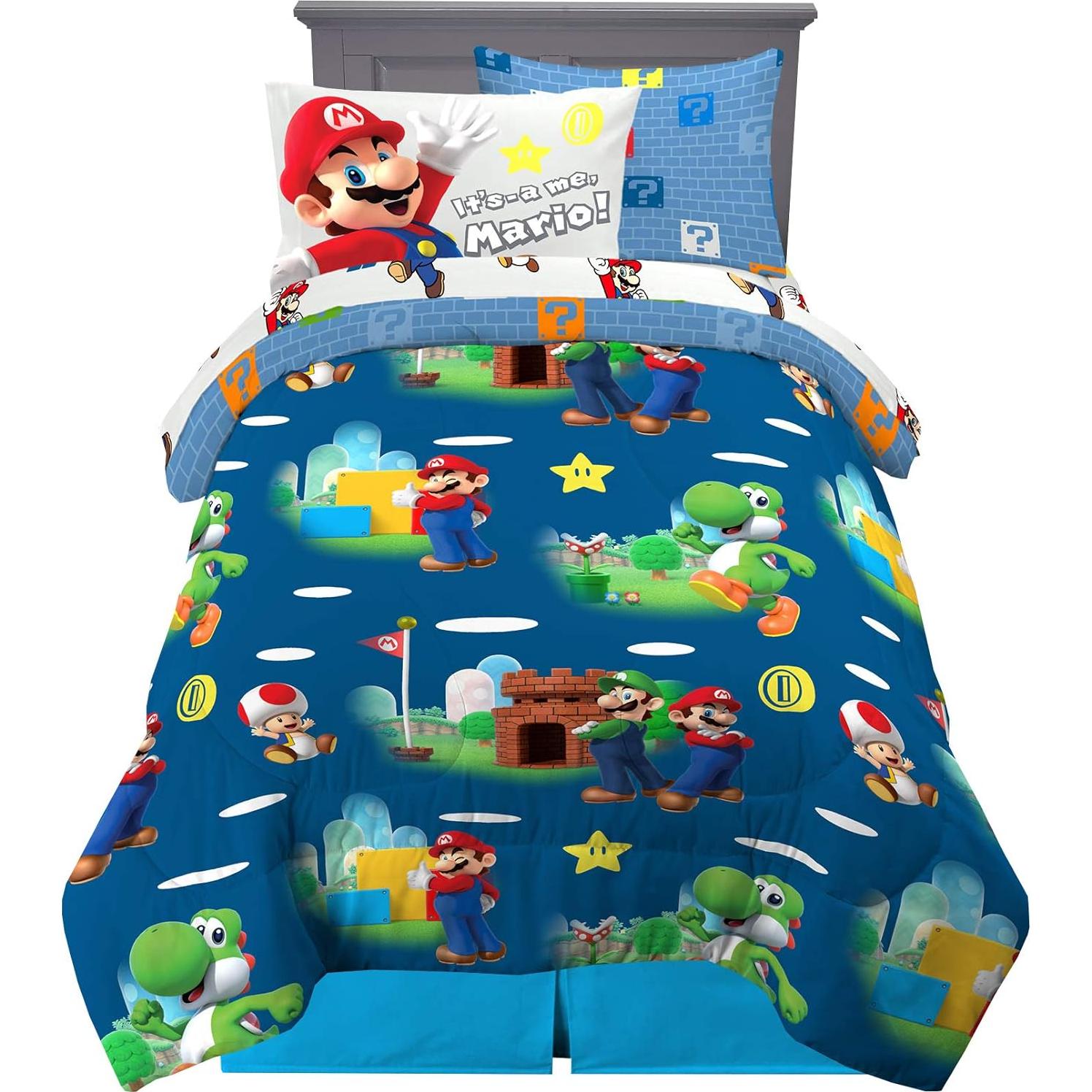 Juego de Ropa de Cama Franco Super Mario 5 Piezas Individual