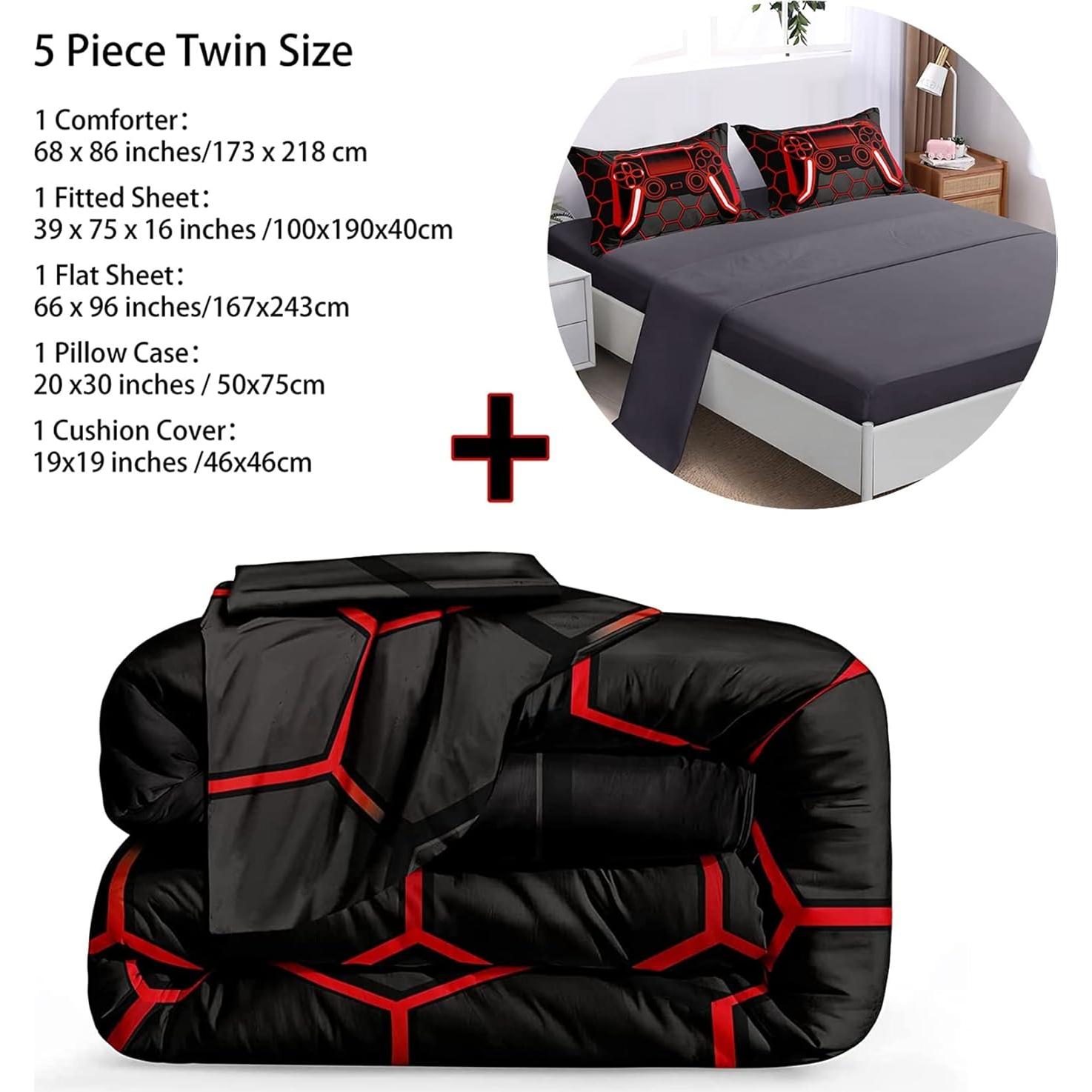 Juego de Edredón Gamer BDUCOK 5 Piezas Twin Microfibra