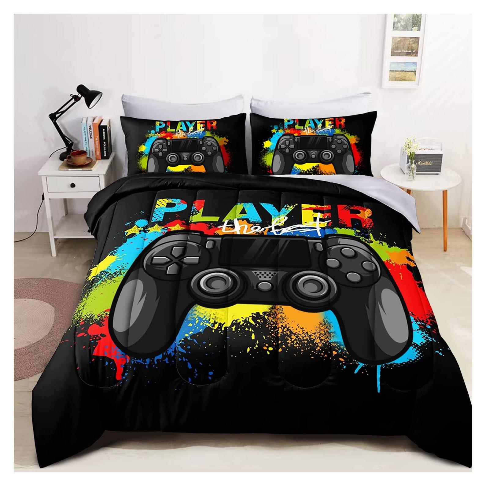 Conjunto Edredón Gamer Wajade Twin 7 Piezas 3D