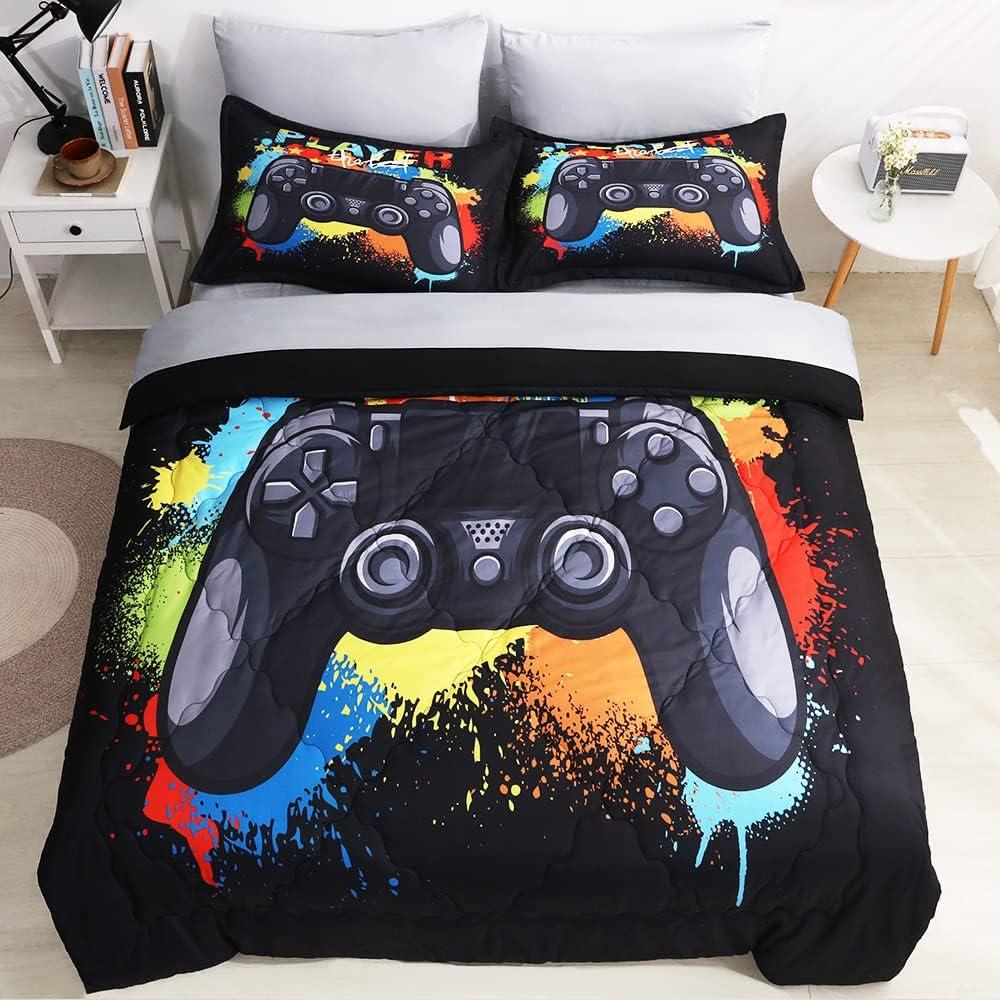 Conjunto Edredón Gamer Wajade Twin 7 Piezas 3D
