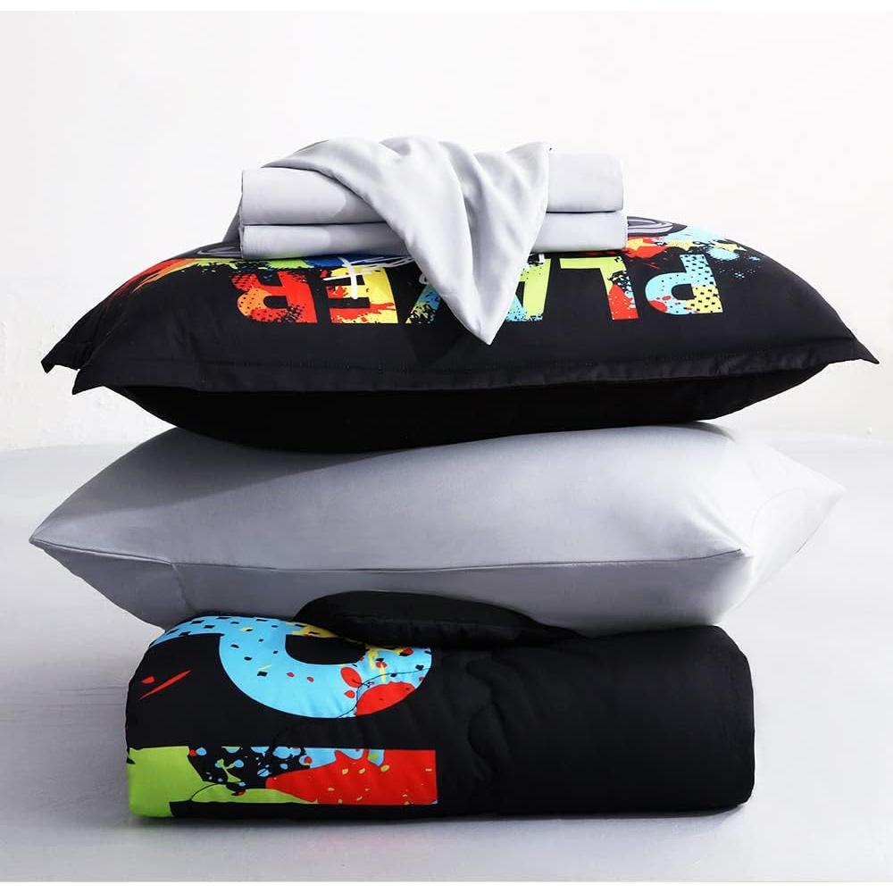 Conjunto Edredón Gamer Wajade Twin 7 Piezas 3D