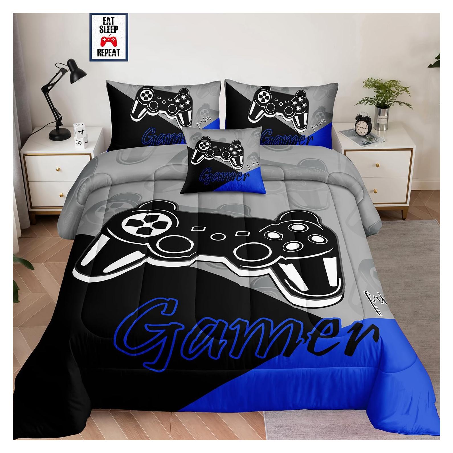 Juego de Cama Individual 5 Piezas lris Bedding Gamer Azul