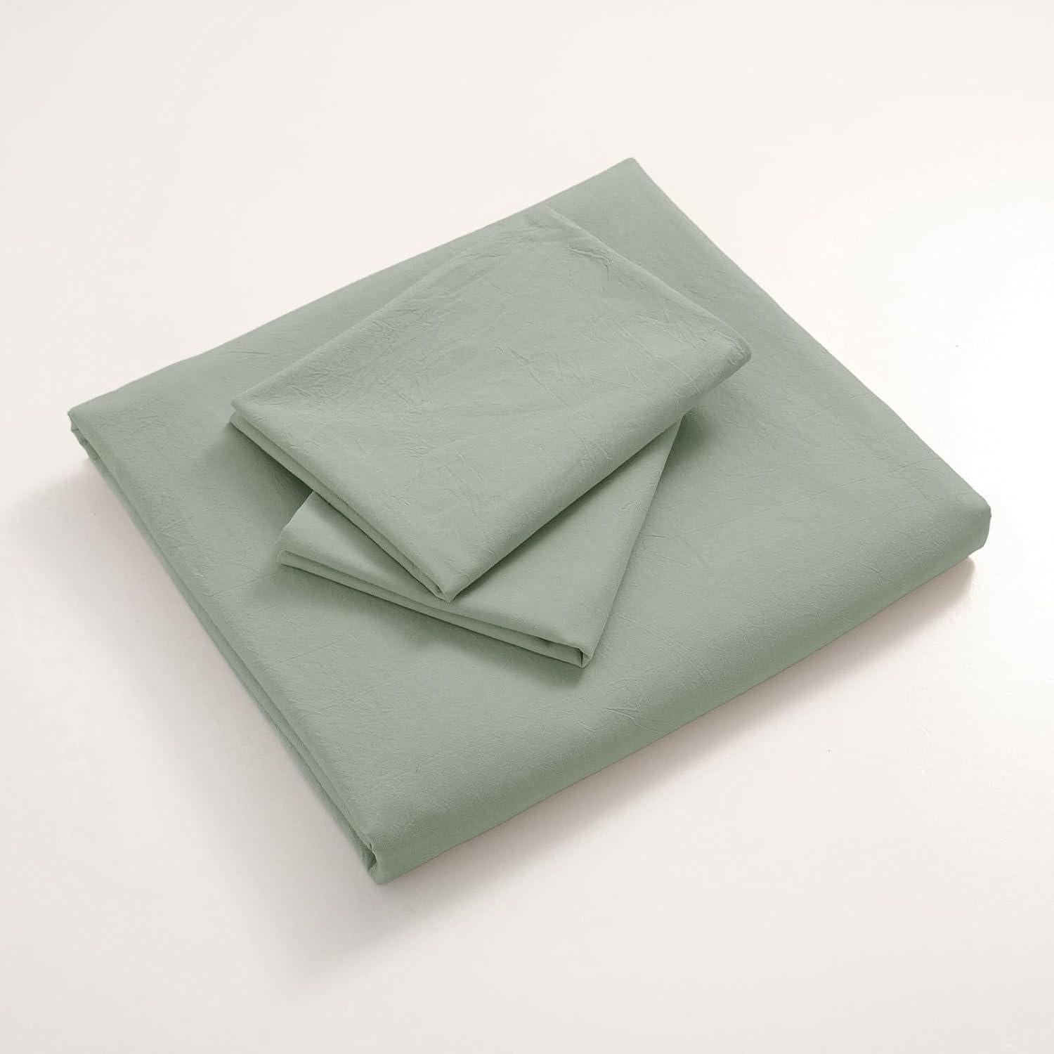 Funda de Edredón Rey JIYUAN Algodón 100% Verde Salvia 3 Piezas