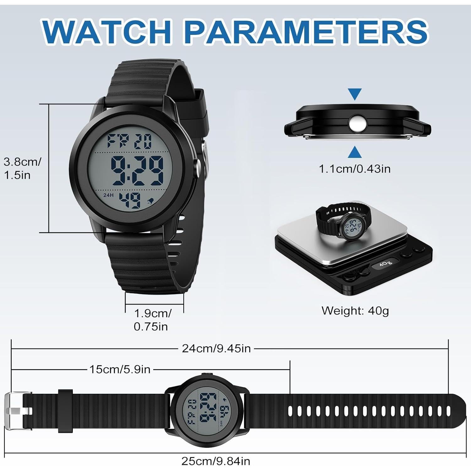 Reloj Digital CKV para Niños 10-18 Años Resistente al Agua 30M