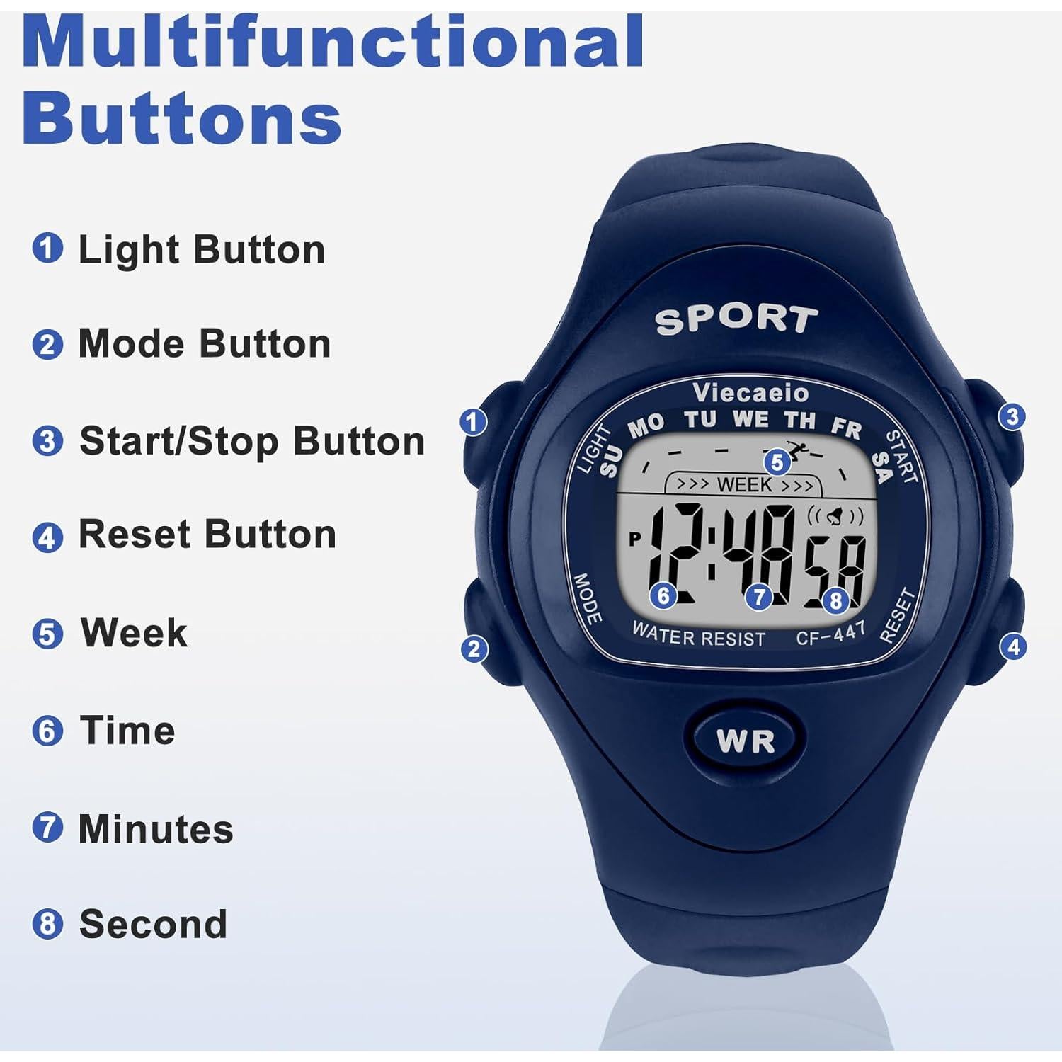 Reloj Digital Deportivo Impermeable Viecaeio para Niños 3-8 Años