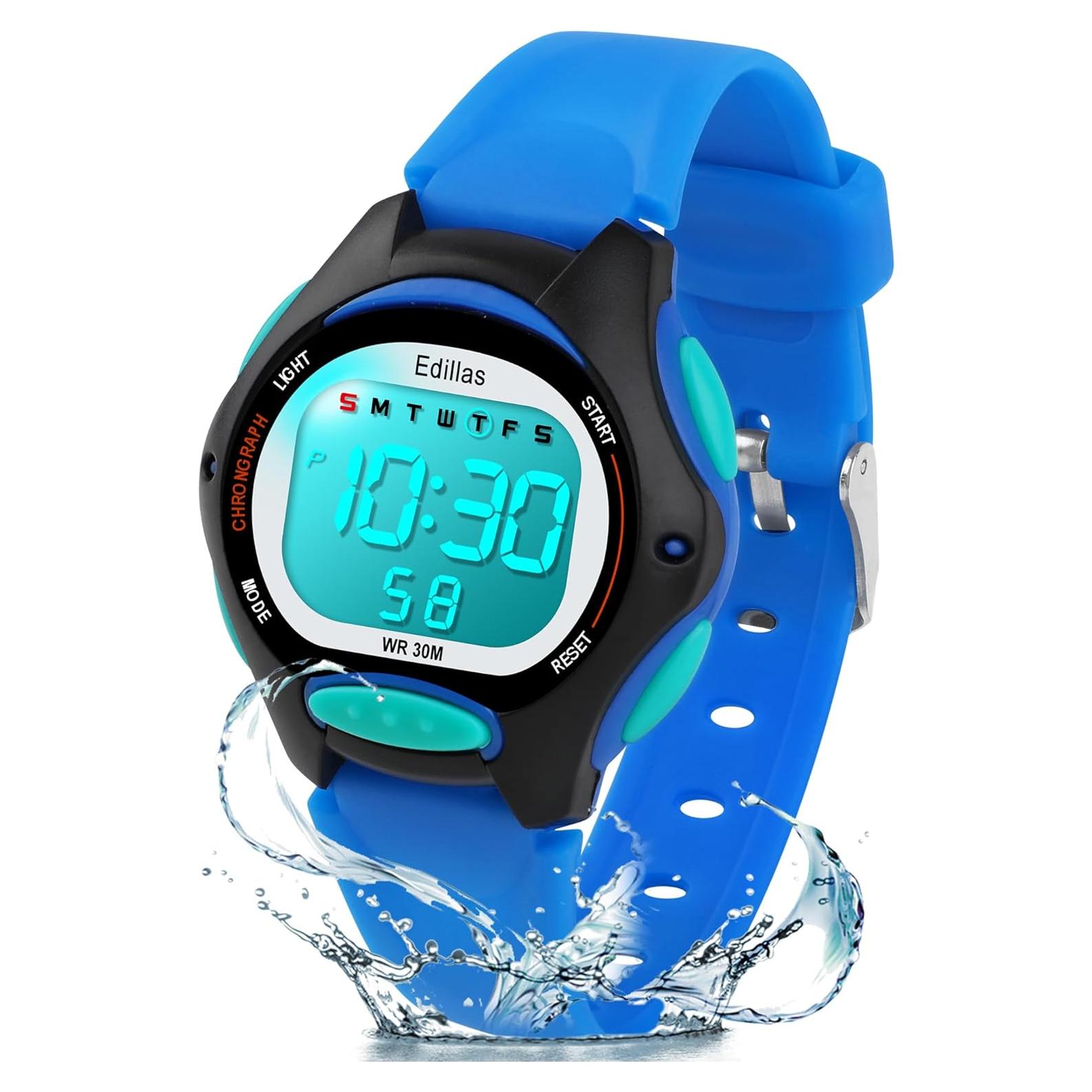 Reloj Digital Impermeable para Niños Yadelai Edi8207B Azul