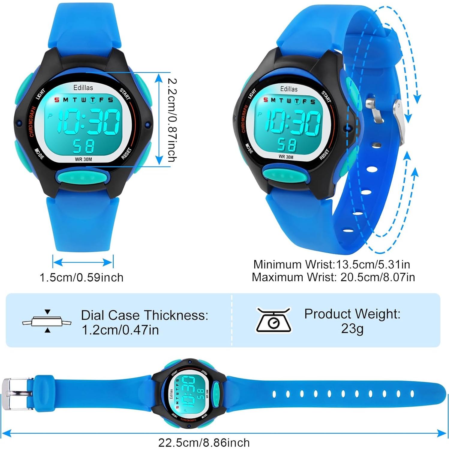 Reloj Digital Impermeable para Niños Yadelai Edi8207B Azul