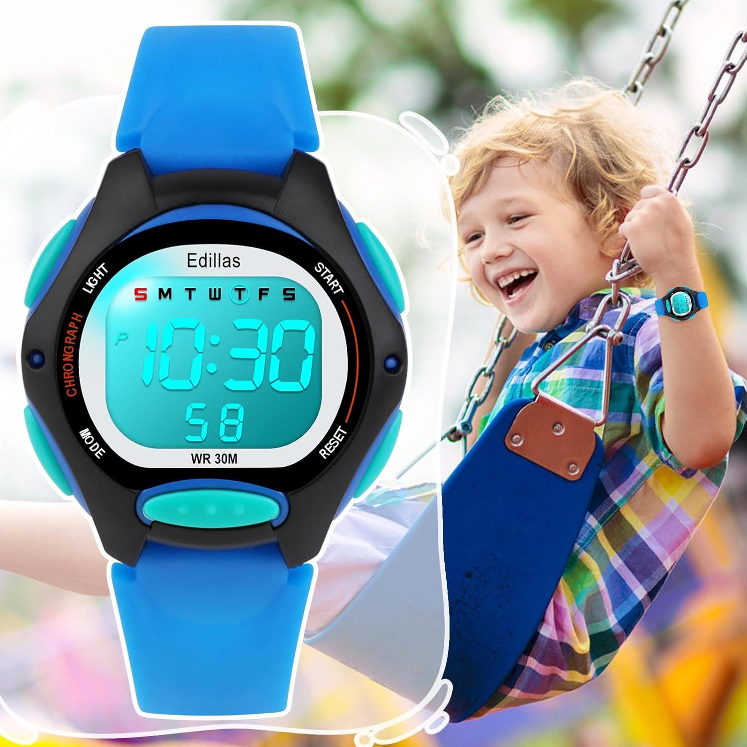 Reloj Digital Impermeable para Niños Yadelai Edi8207B Azul