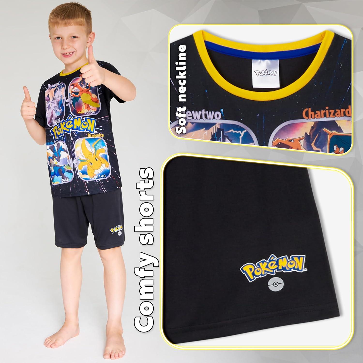 Pijamas Pokemon Niños 6-7 Años Camiseta y Pantalones Cortos