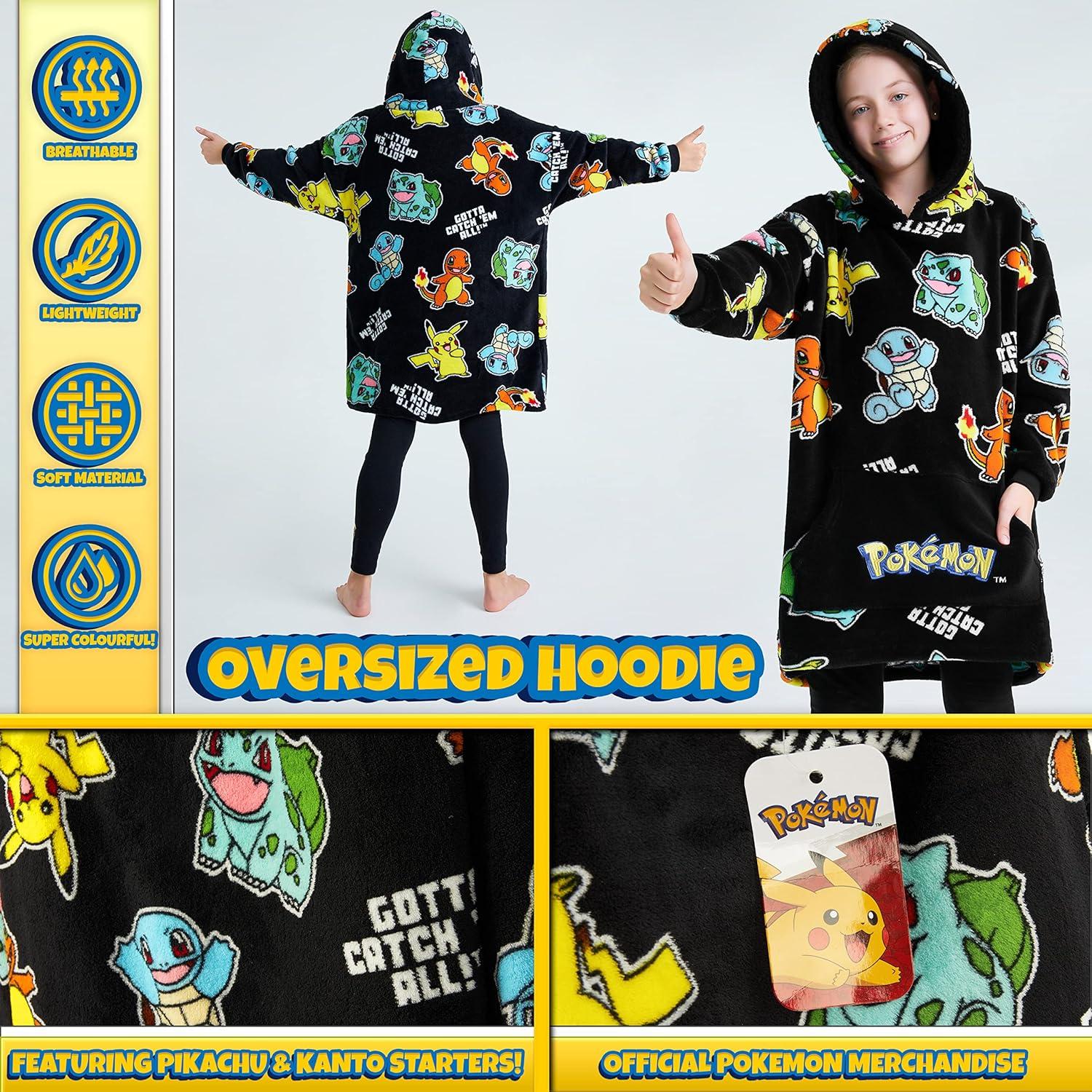 Manta con Capucha Pokémon Pikachu para Niños - Felpa Portátil