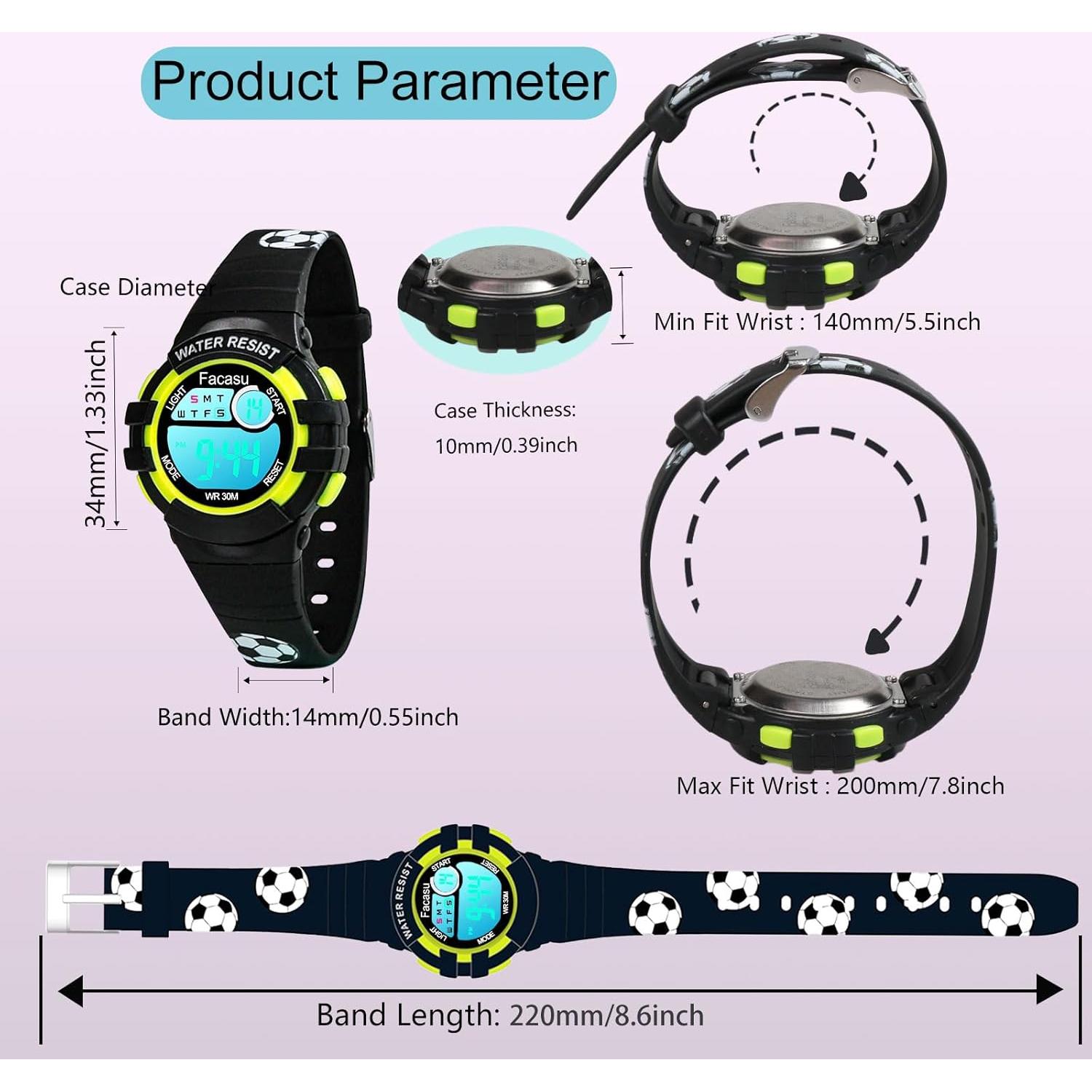 Reloj Digital Deportivo Impermeable Facasu para Niños - Colorido