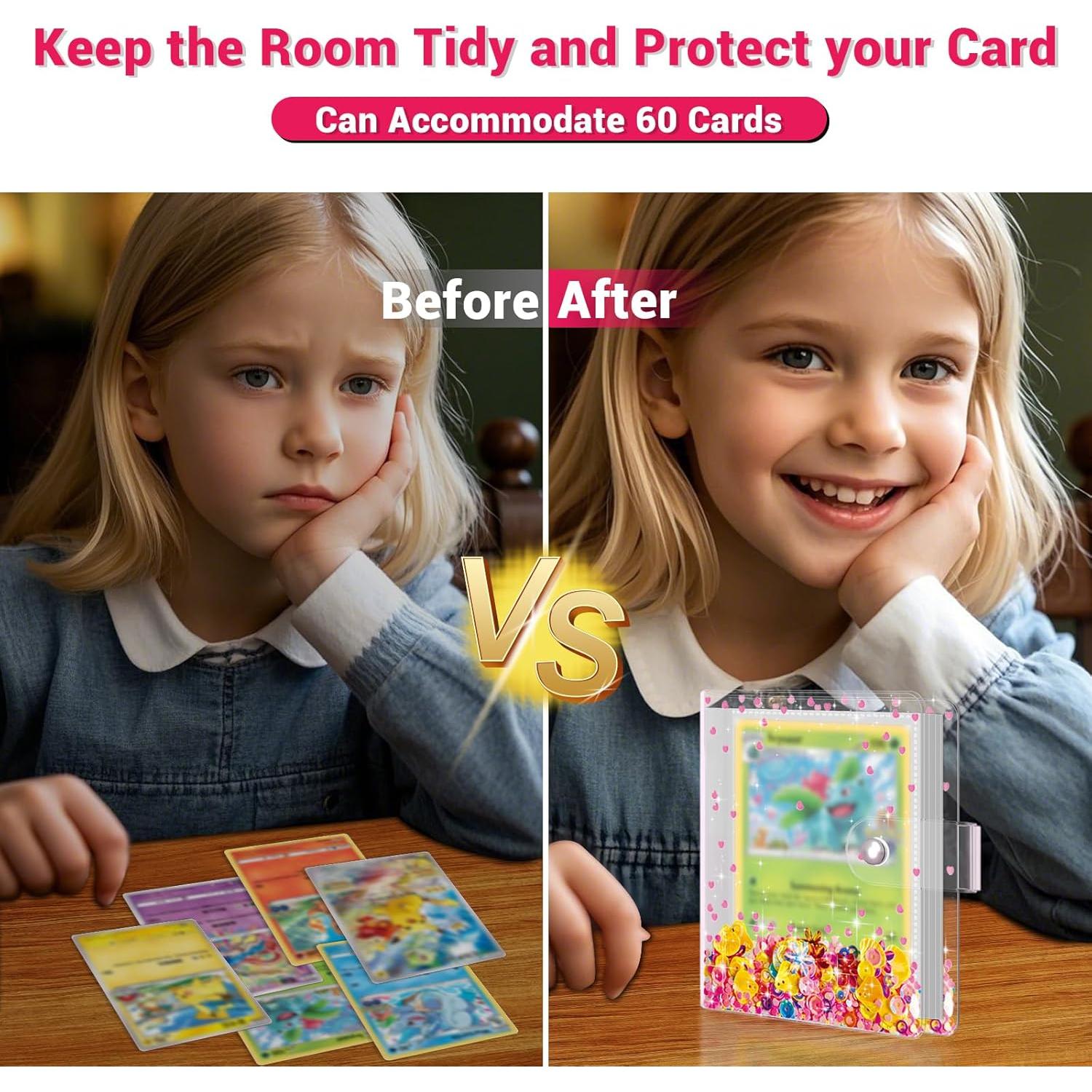 Carpeta Rosa Transparente Aocii para 60 Cartas Pokémon