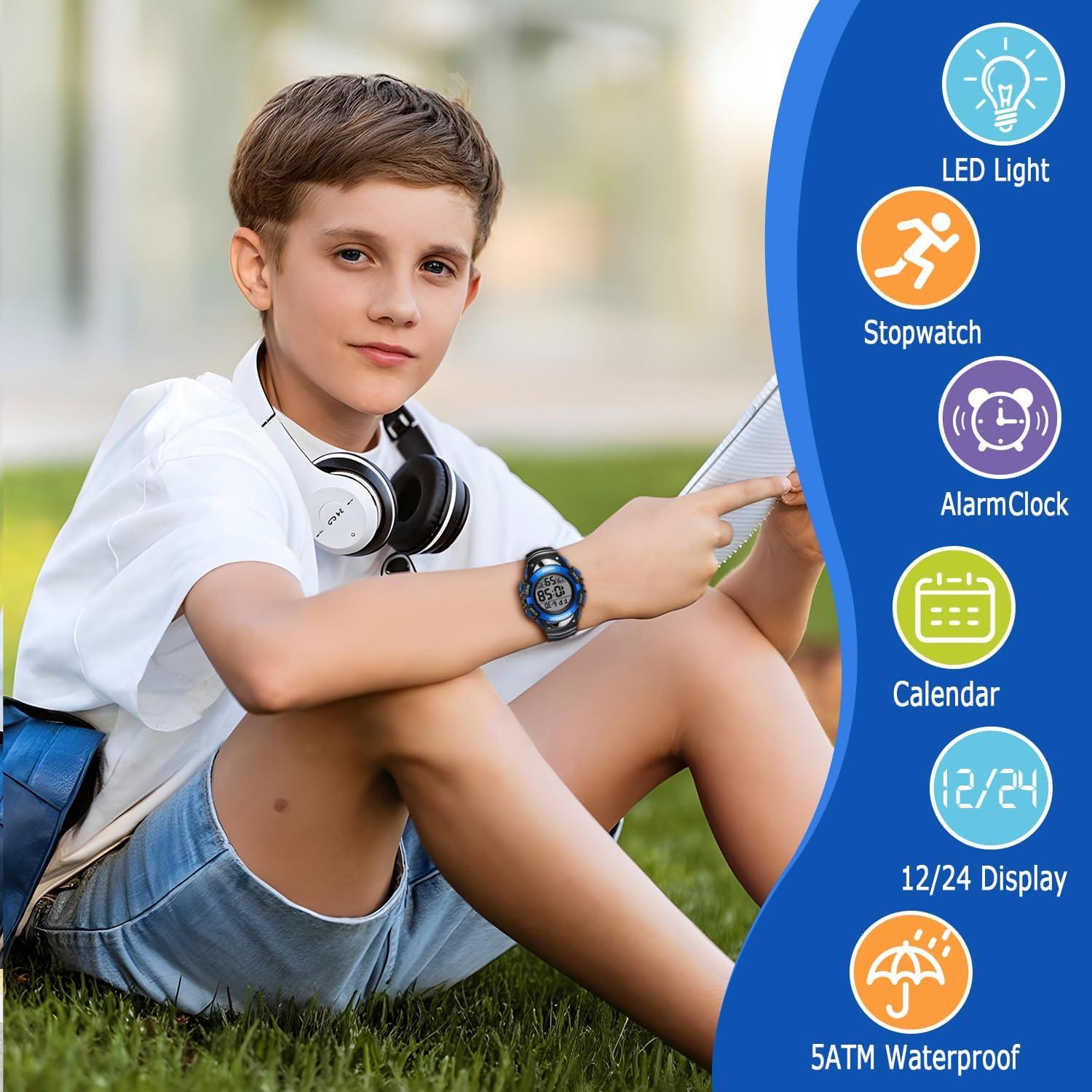 Reloj Digital Deportivo para Niños L8812 Azul Impermeable