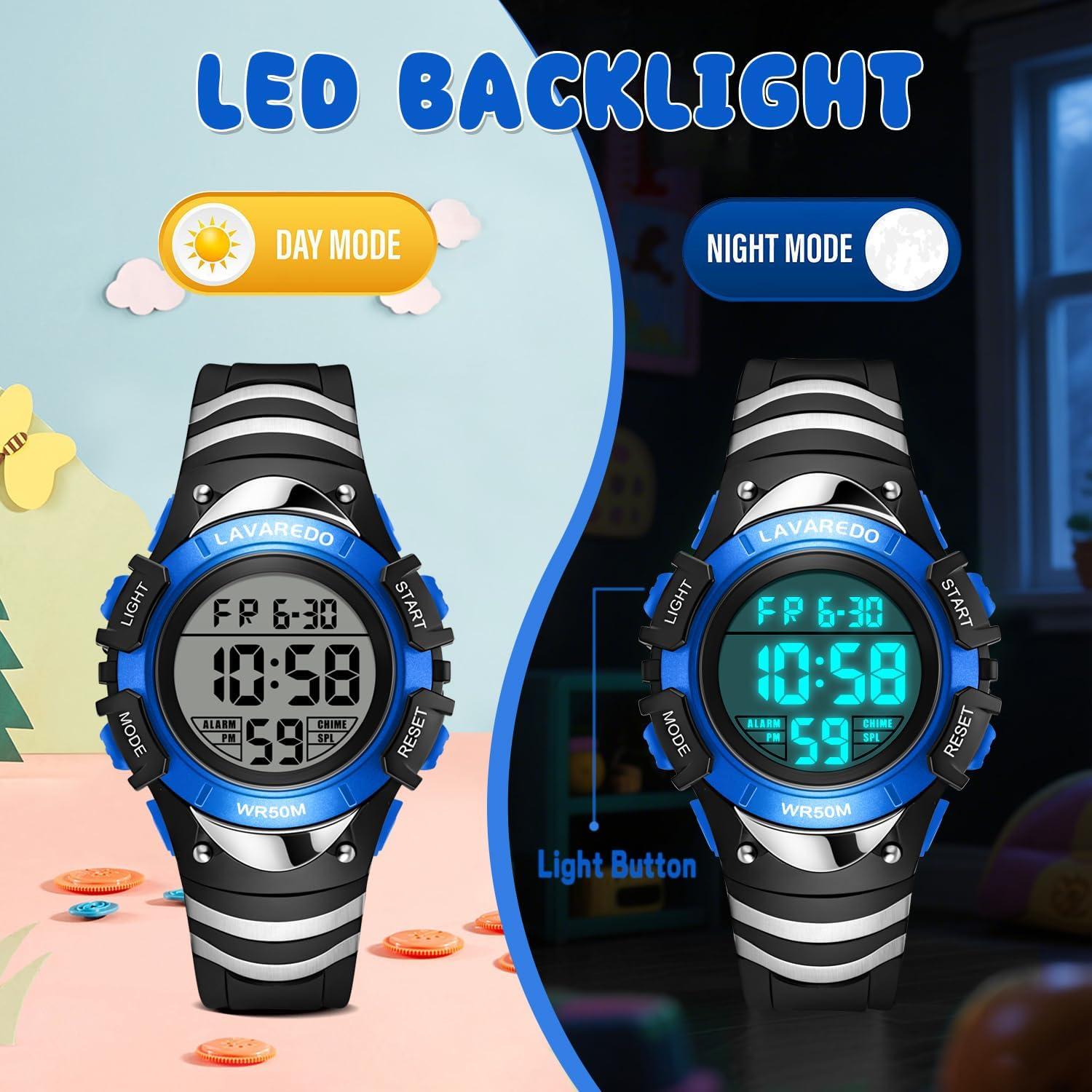 Reloj Digital Deportivo para Niños L8812 Azul Impermeable