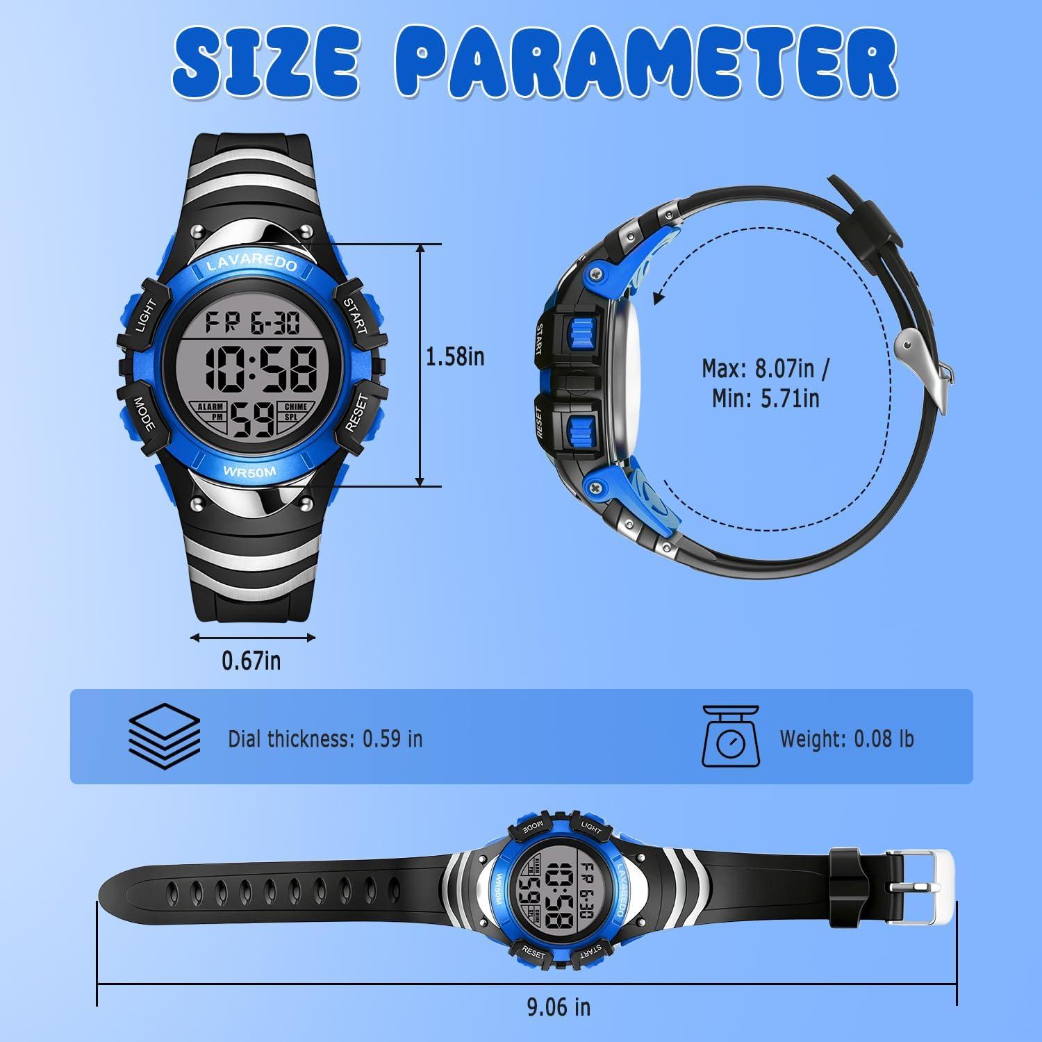 Reloj Digital Deportivo para Niños L8812 Azul Impermeable