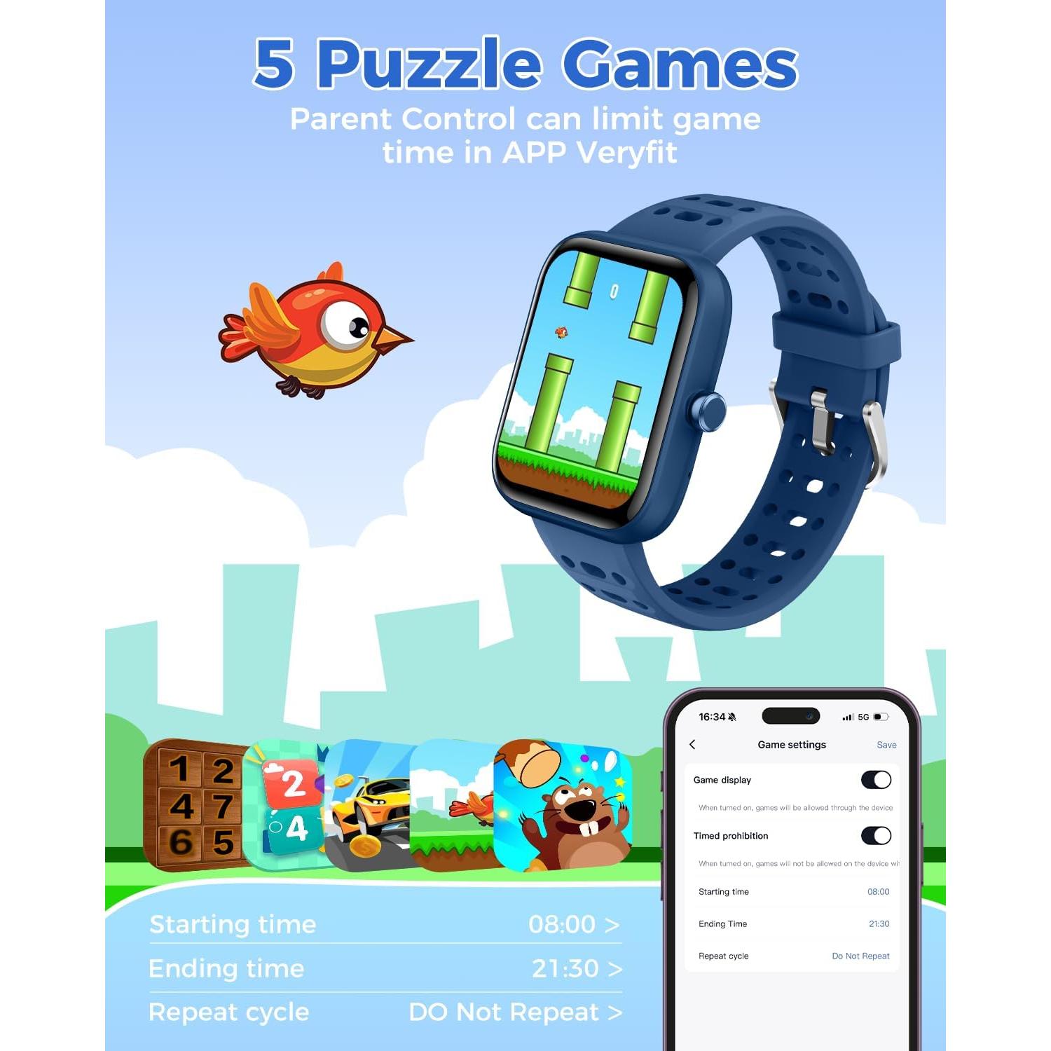 Reloj Inteligente para Niños ENOMIR Brillante 1.83" IP68