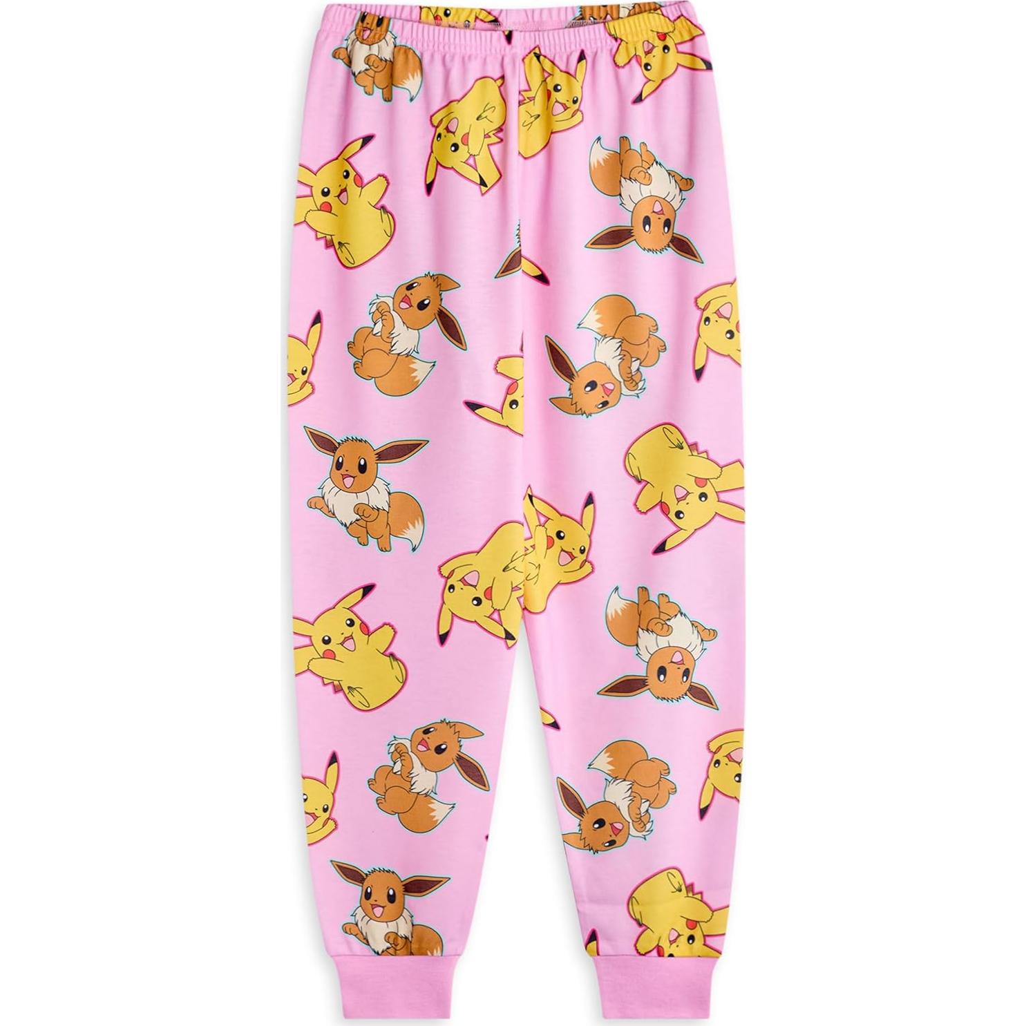 Conjunto de Pijamas Niñas Pokémon Pikachu Eevee Rosa Verde 4-5T
