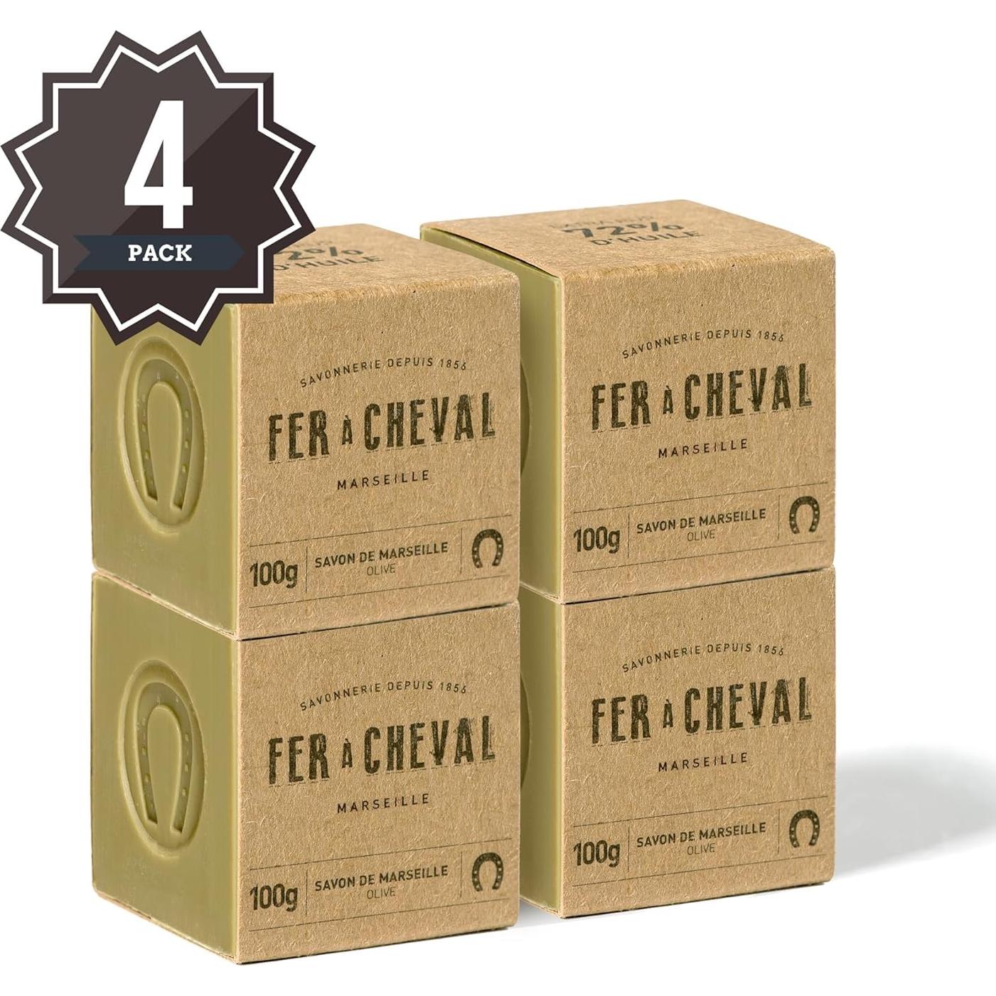 Jabón de Marsella Fer à Cheval 100g - Aceite de Oliva, 4 Piezas
