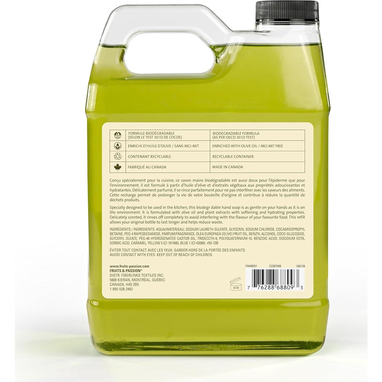 Jabón de Manos Orgánico Cucina 1L Cilantro y Olivo Vegano