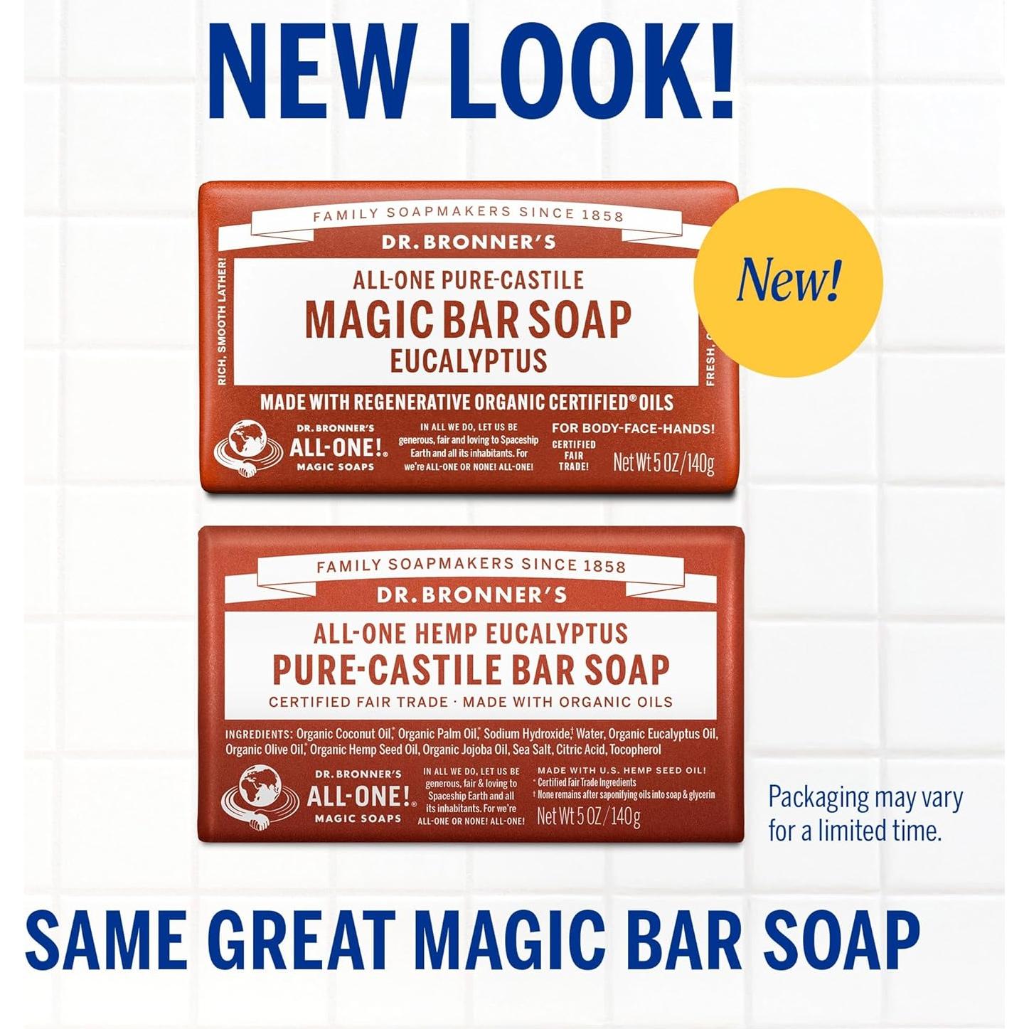 Jabón de Barra Eucalipto Dr. Bronner's Pura-Castile 12x142g