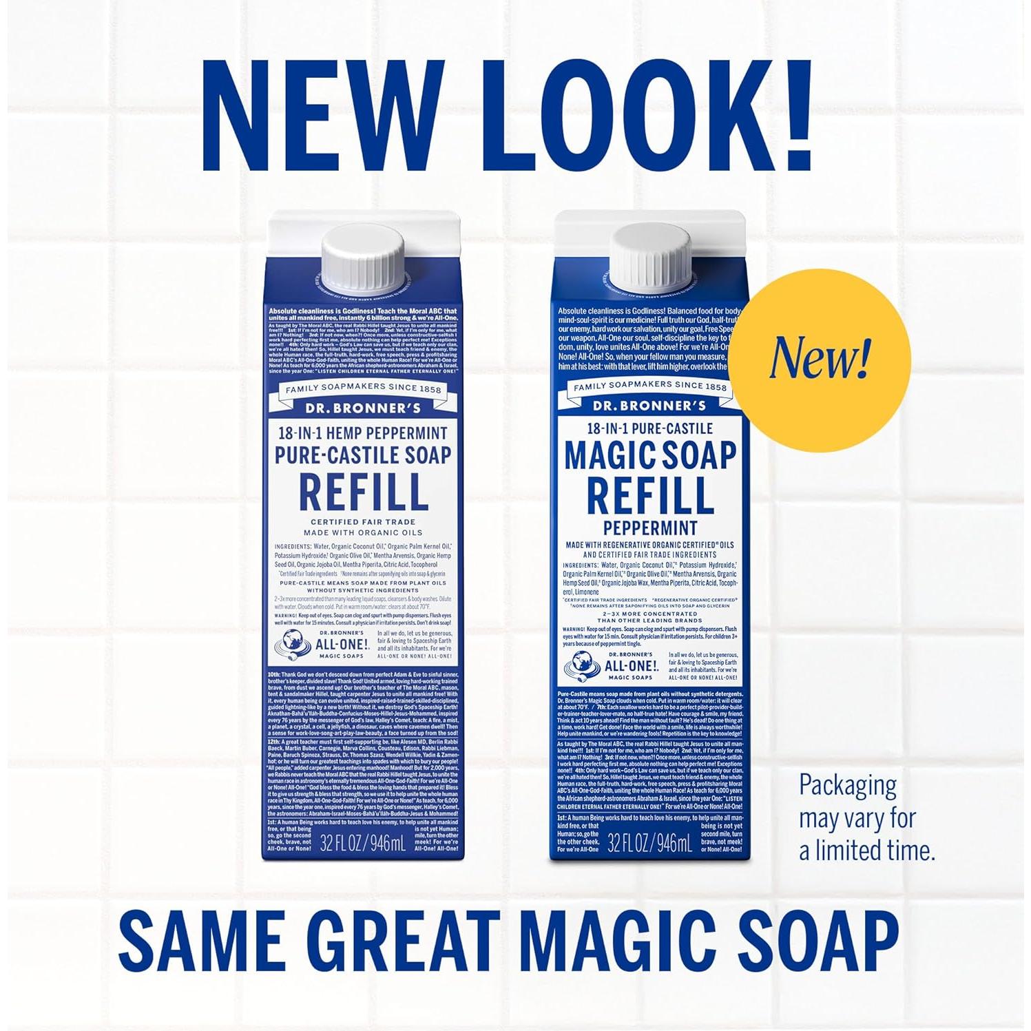 Jabón Líquido Mágico Pure-Castile Dr. Bronner Menta 946ml