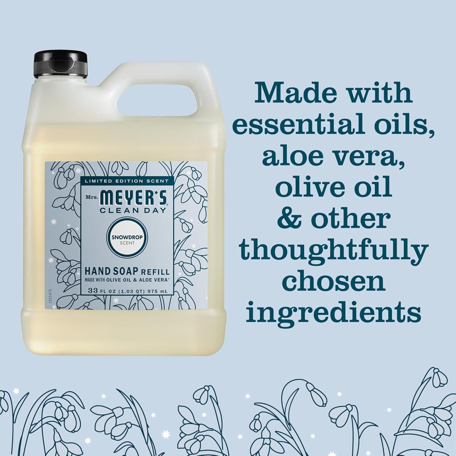 Recarga Jabón Líquido para Manos Mrs. Meyer's Copo de Nieve 980ml