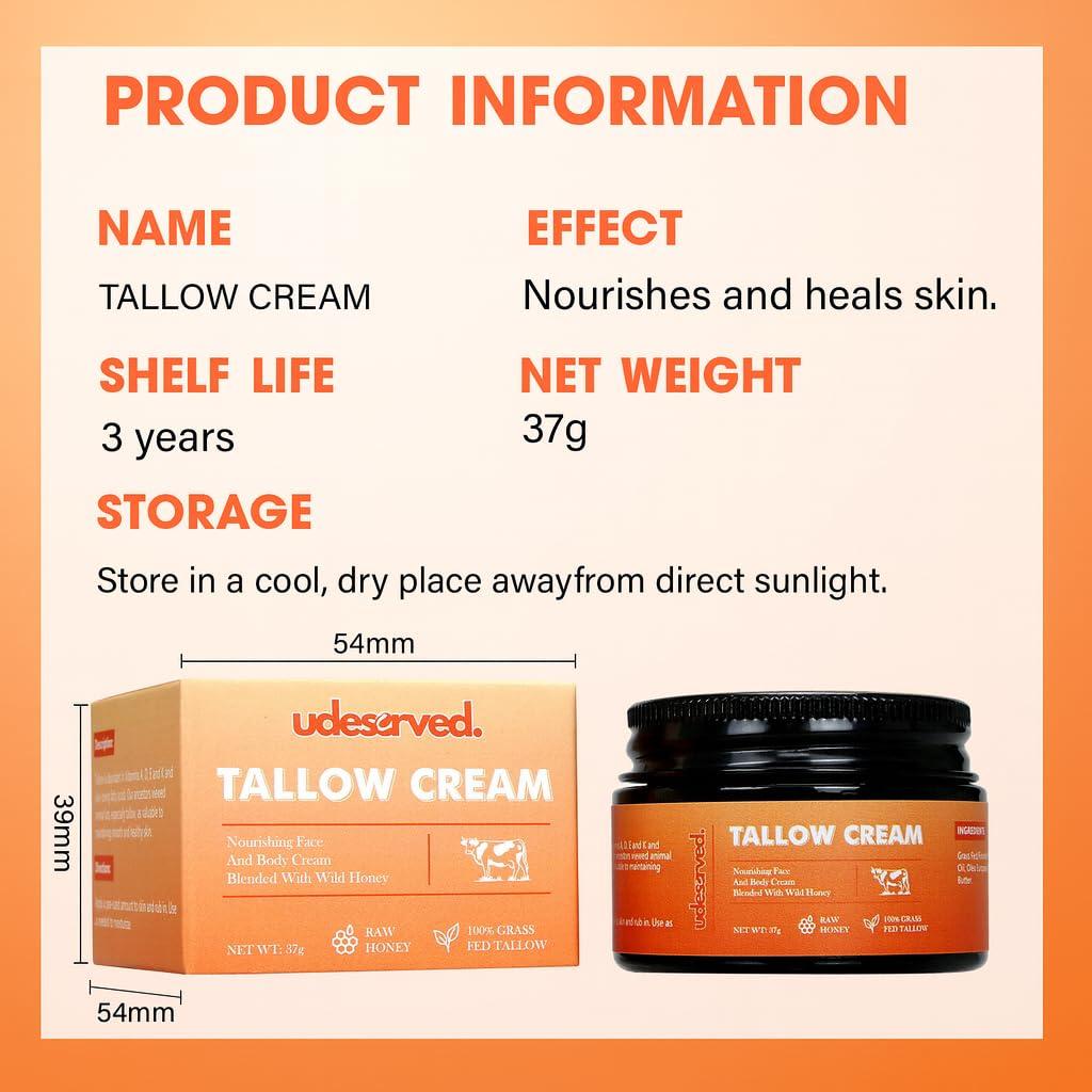 Crema Hidratante Udeserved con Sebo, Aceite de Oliva y Miel - 37g