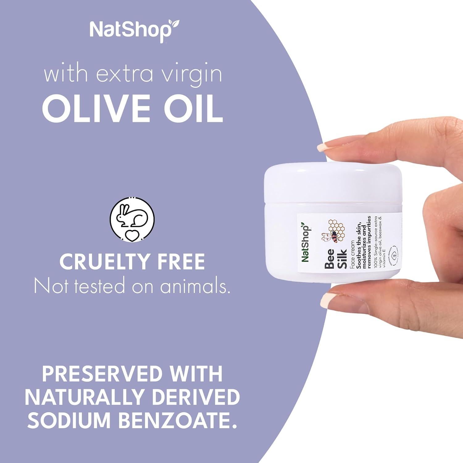 Crema Facial Hidratante NatShop Bee Silk 50g Aceite de Oliva