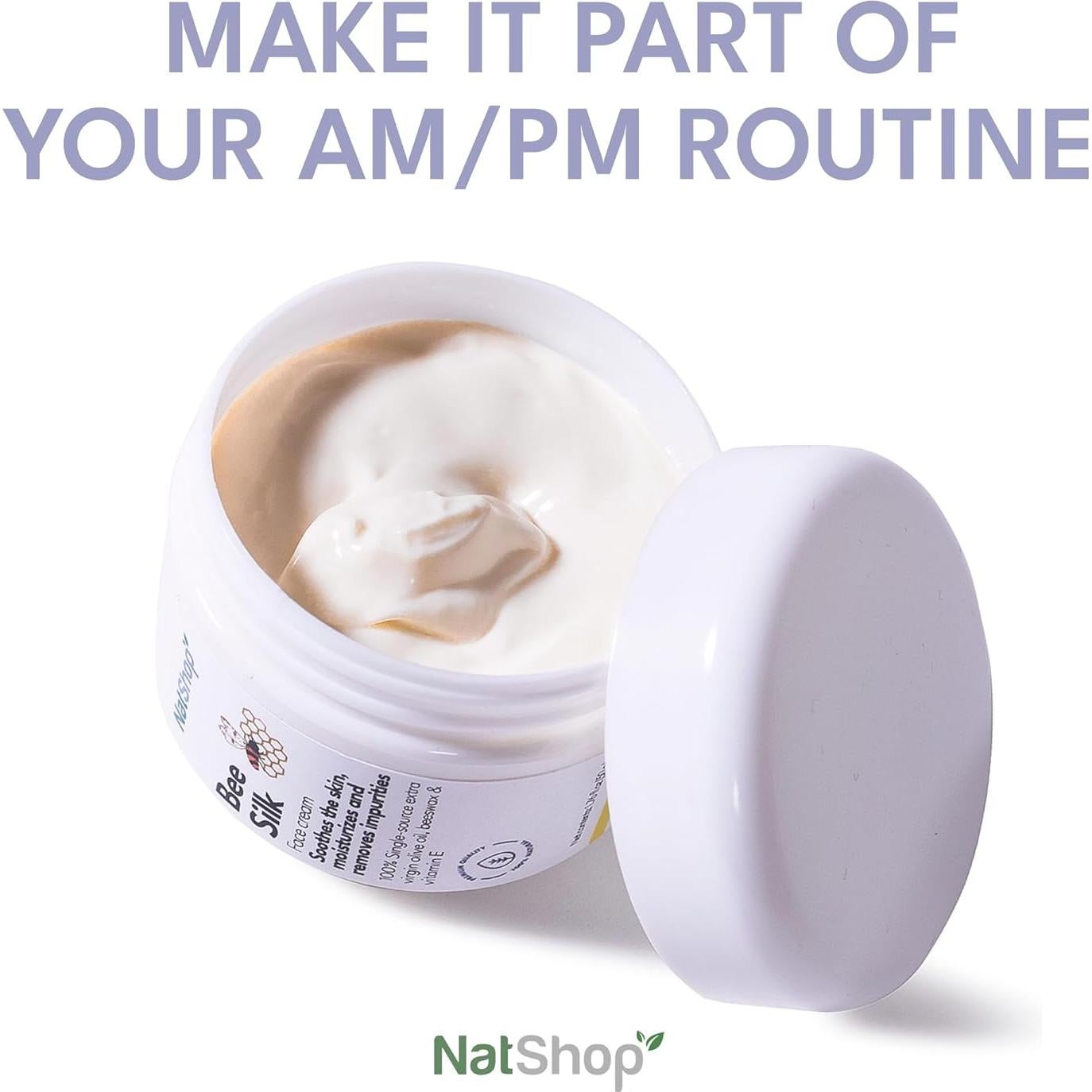Crema Facial Hidratante NatShop Bee Silk 50g Aceite de Oliva