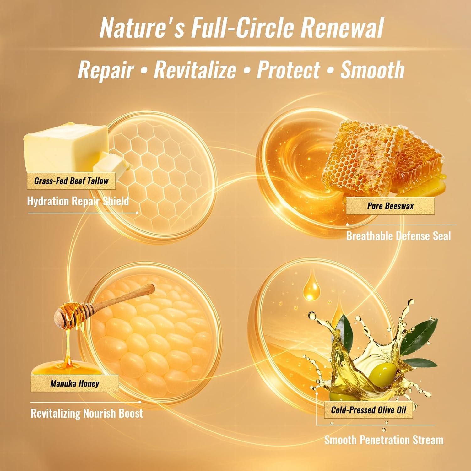 Bálsamo Hidratante Facial y Corporal Jeirrzi 56.7g - Grasa de Res Alimentada con Pasto y Miel