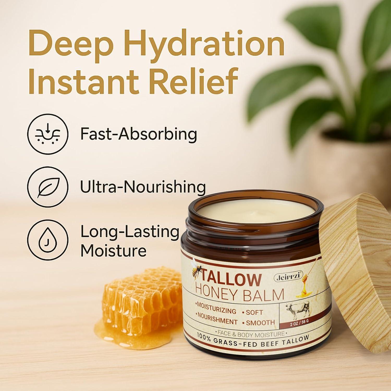 Bálsamo Hidratante Facial y Corporal Jeirrzi 56.7g - Grasa de Res Alimentada con Pasto y Miel