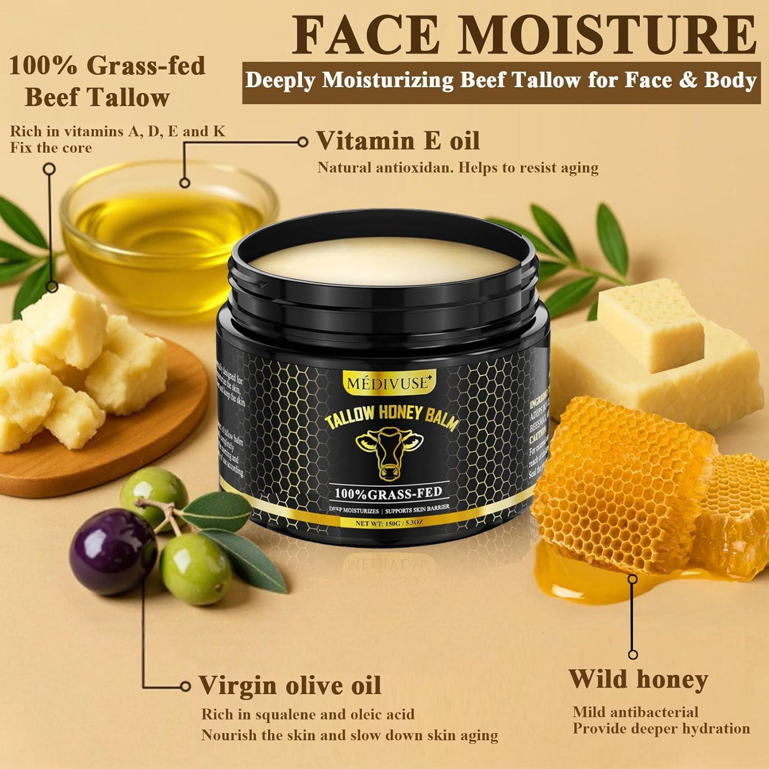 Bálsamo de Sebo de Res y Miel MediVuse 150g - Hidratante Natural