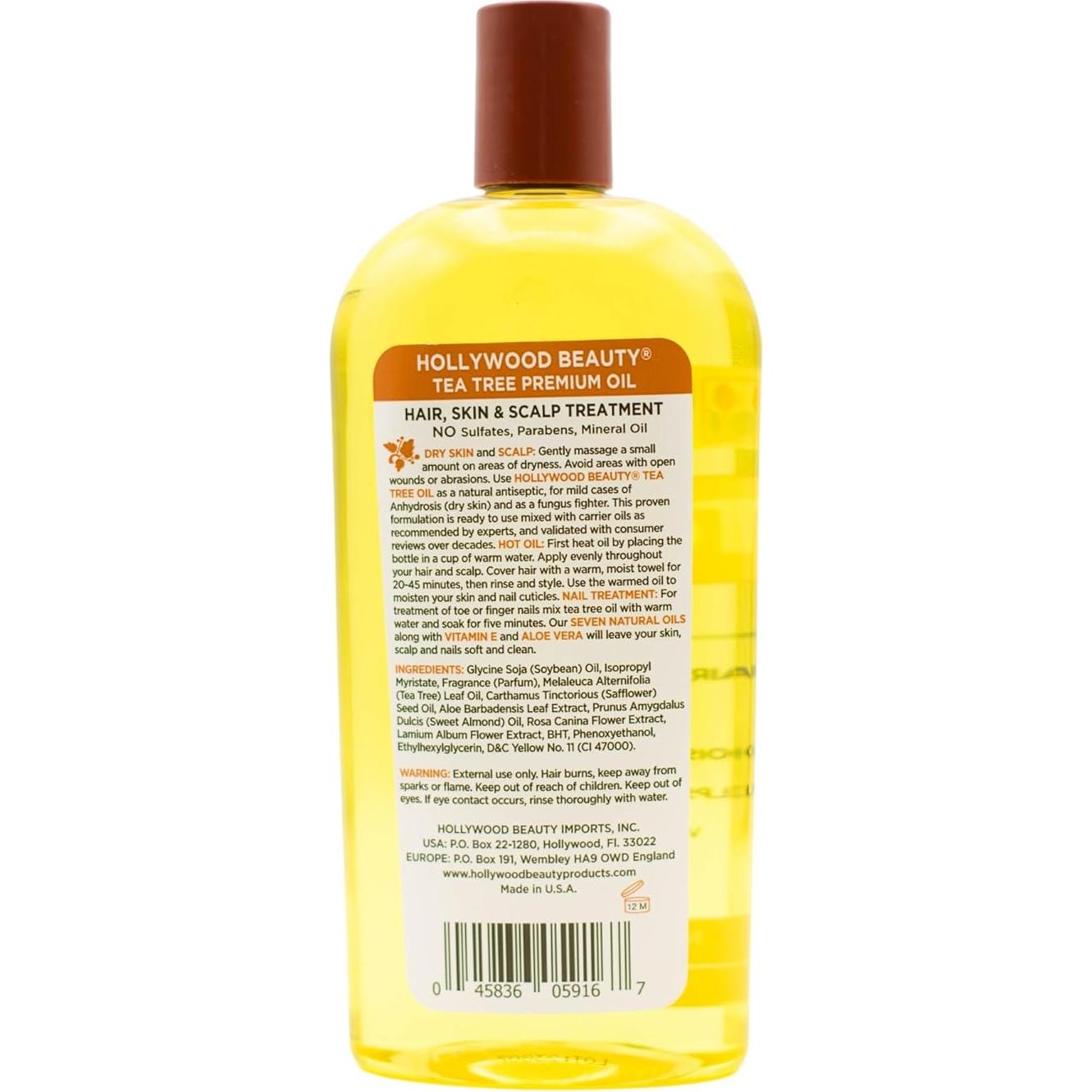 Aceite de Árbol de Té Hollywood Beauty 473 ml - Hidratante Multiuso