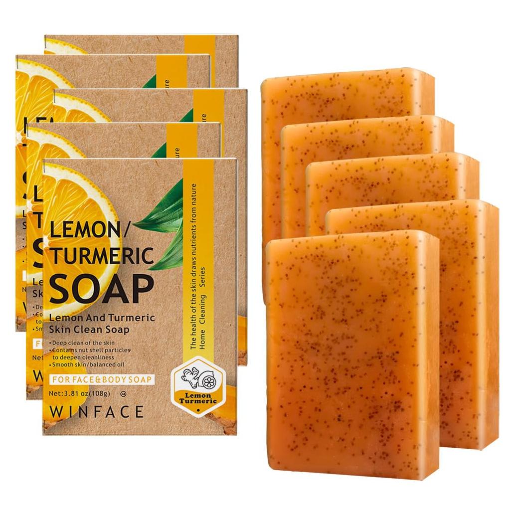 Jabón de Limón y Cúrcuma WINFACE - Paquete de 5 unidades
