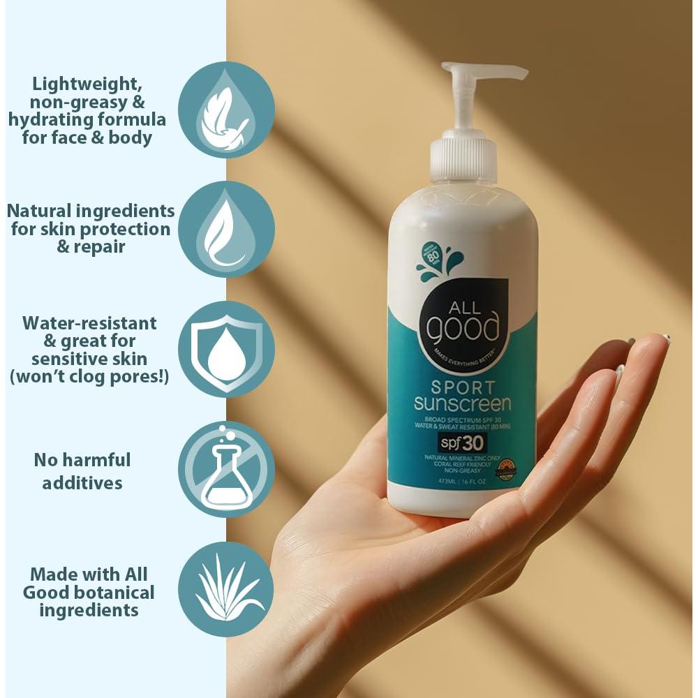 Loción Solar Mineral All Good Sport SPF 30 - 473 ml