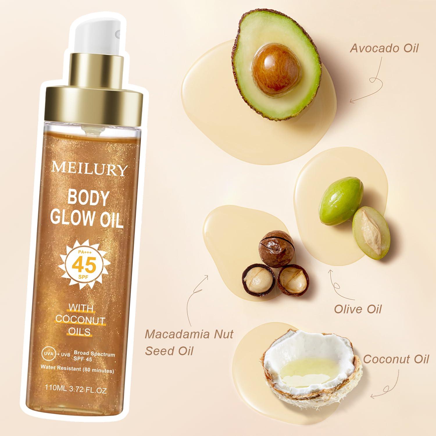 Aceite Brillante Corporal Meilury SPF 45 Hidratante 109.8 ml