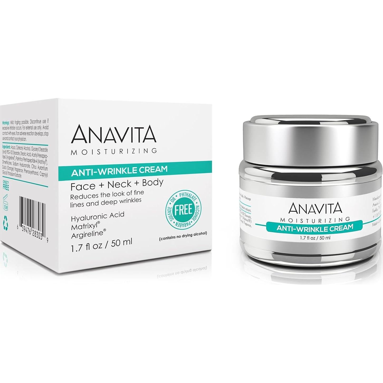 Crema Hidratante Antiarrugas Anavita 50 ml - Péptidos y Ácido Hialurónico