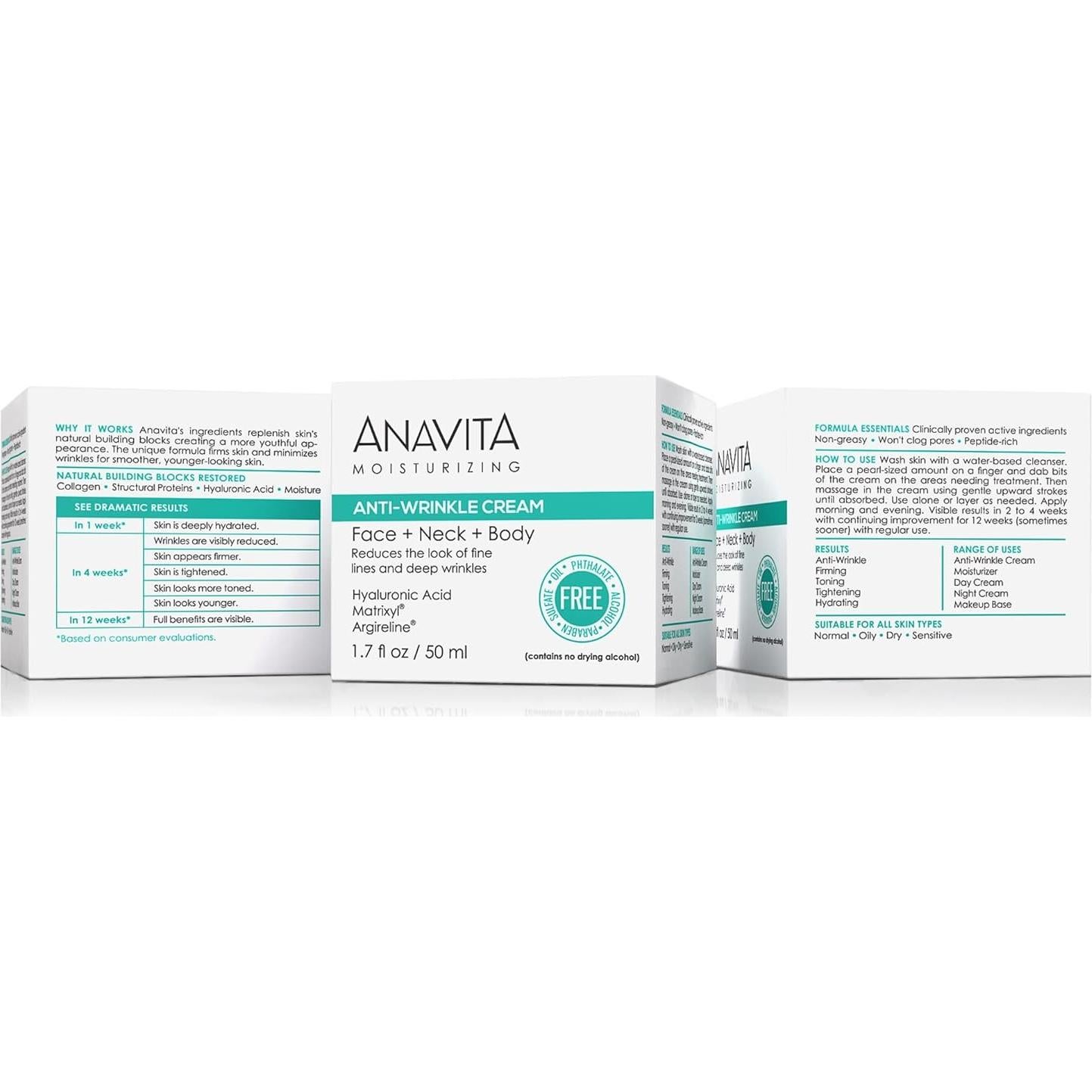 Crema Hidratante Antiarrugas Anavita 50 ml - Péptidos y Ácido Hialurónico