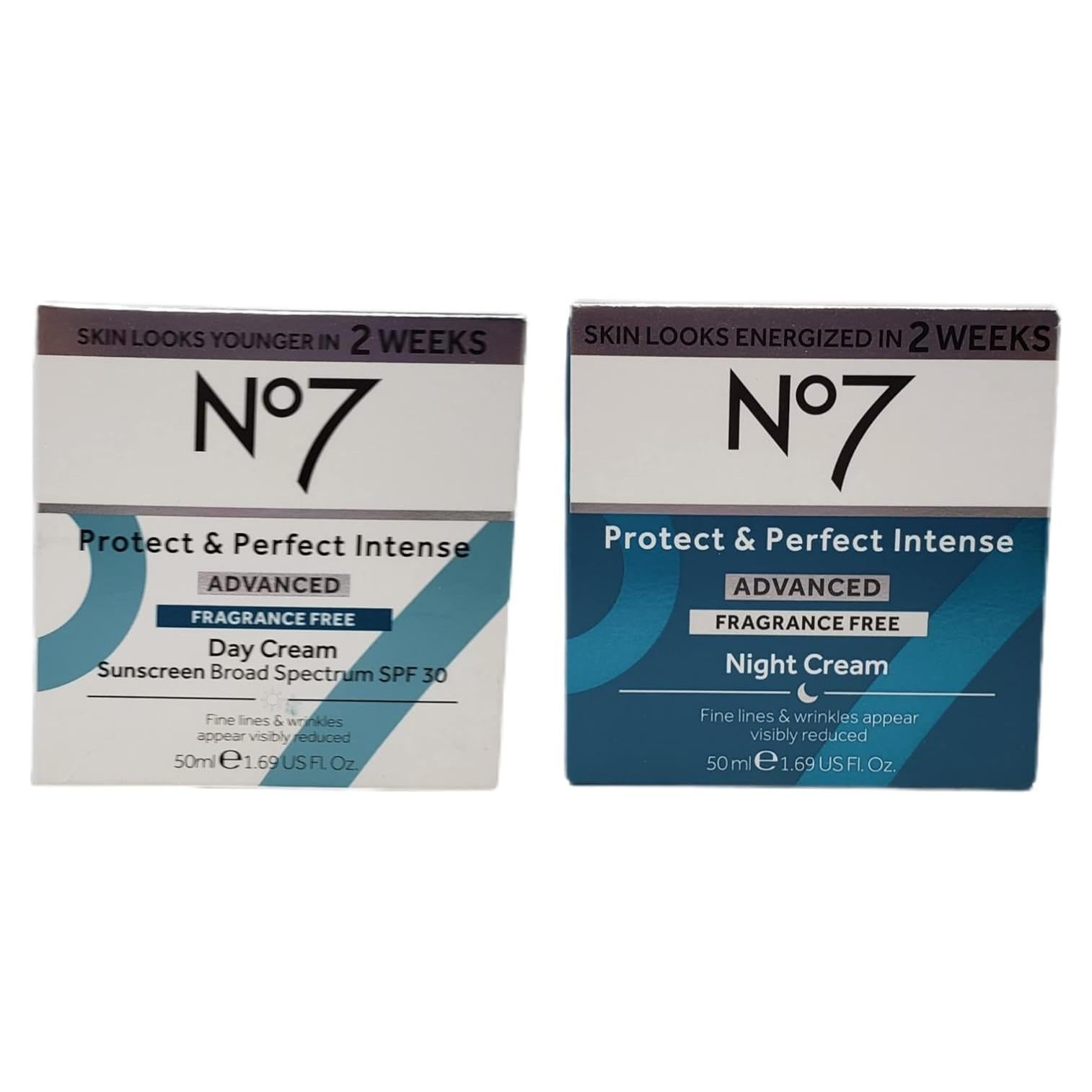 Crema Facial Sin Fragancia No 7 - Día y Noche 50 ml c/u - SPF 30