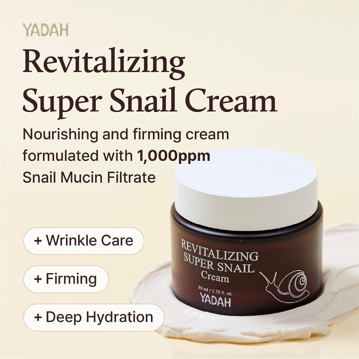 Crema Revitalizante YADAH Supercaracol 80ml - Hidratante Ligero