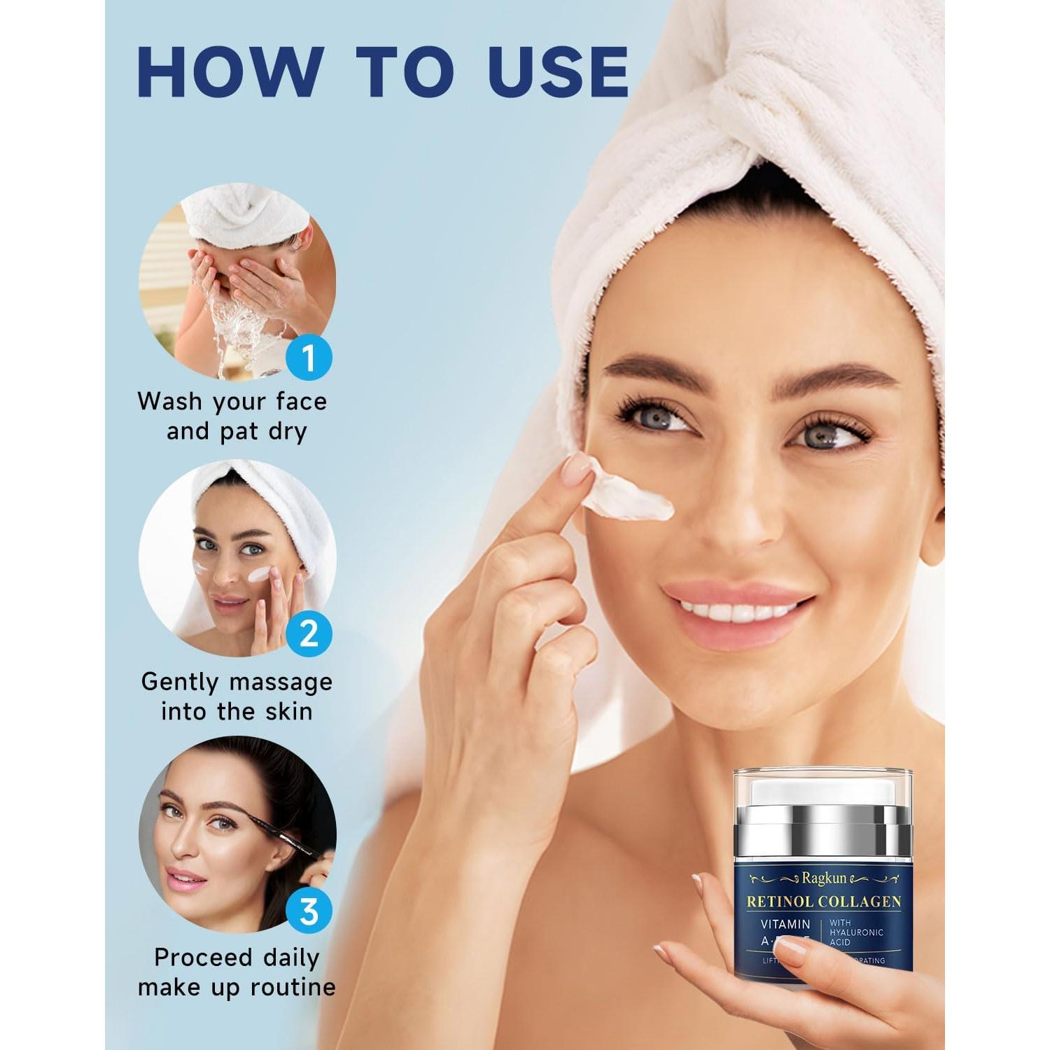 Crema Facial Anti-Envejecimiento Ragkun 50 ml con Retinol y Colágeno