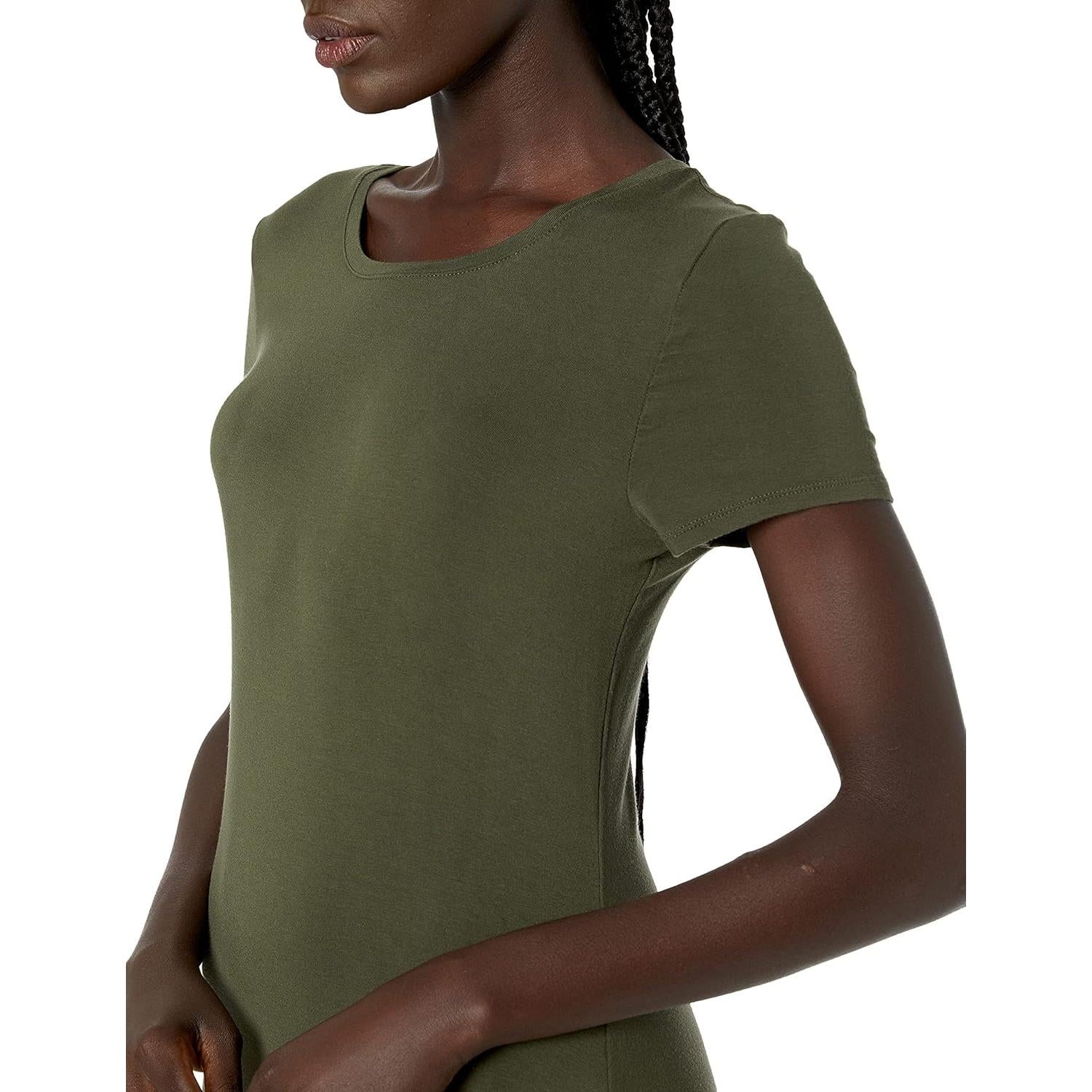 Vestido Maxi de Manga Corta Amazon Essentials Mujer Oliva S