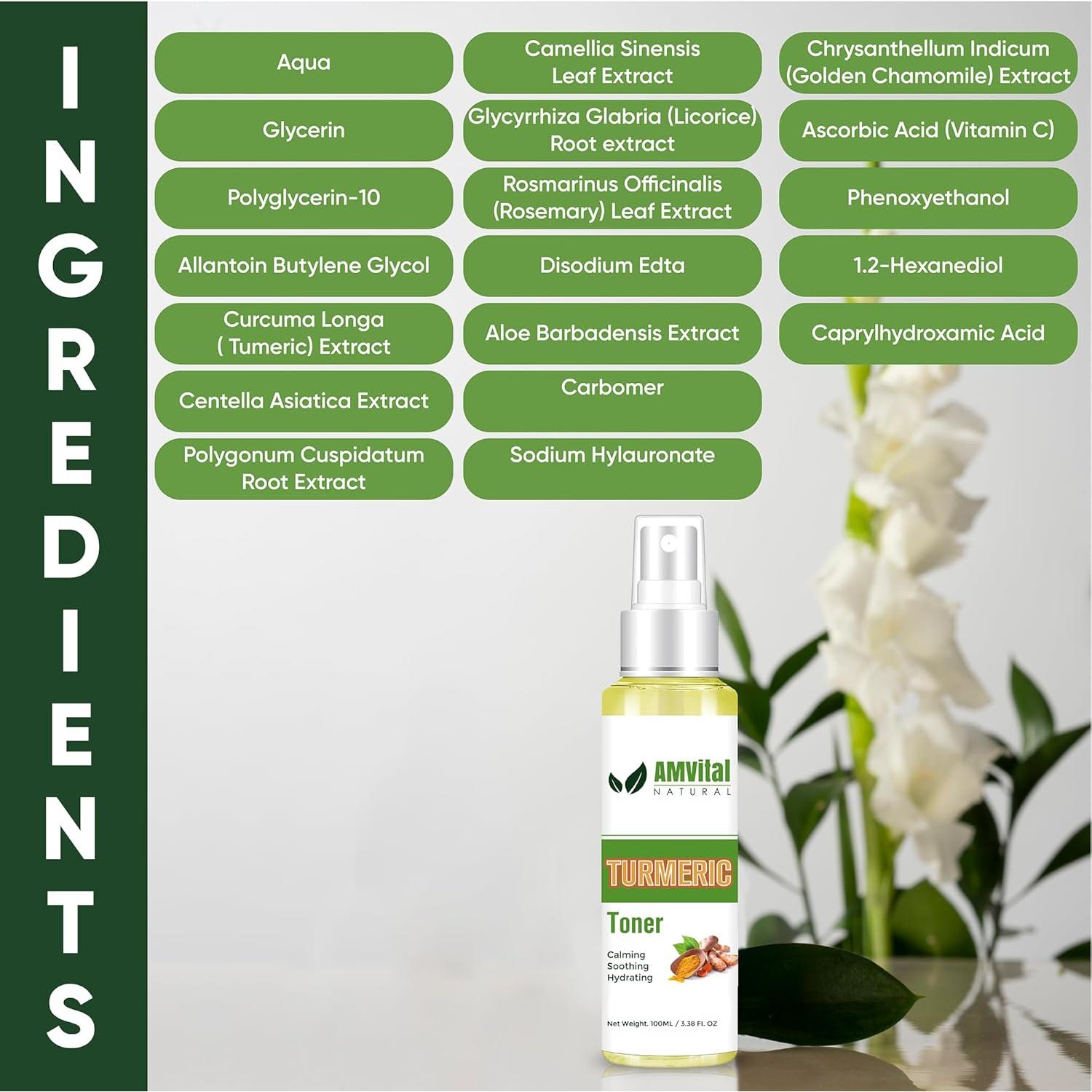 Tónico Facial de Cúrcuma AMVital para Piel Grasa 140g - Manchas Oscuras