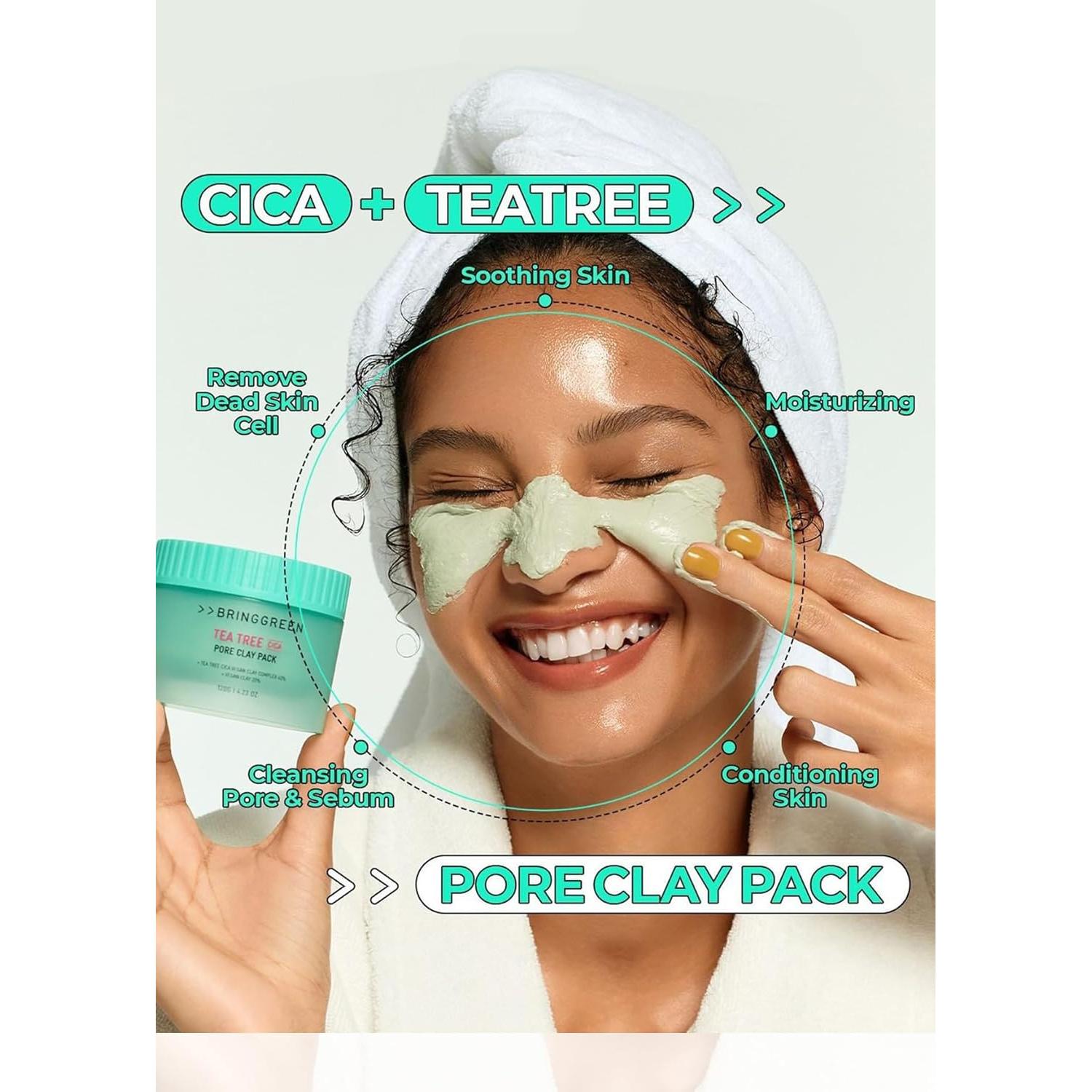 Mascarilla de Arcilla Vegana BRING GREEN Cica Tea Tree 120g